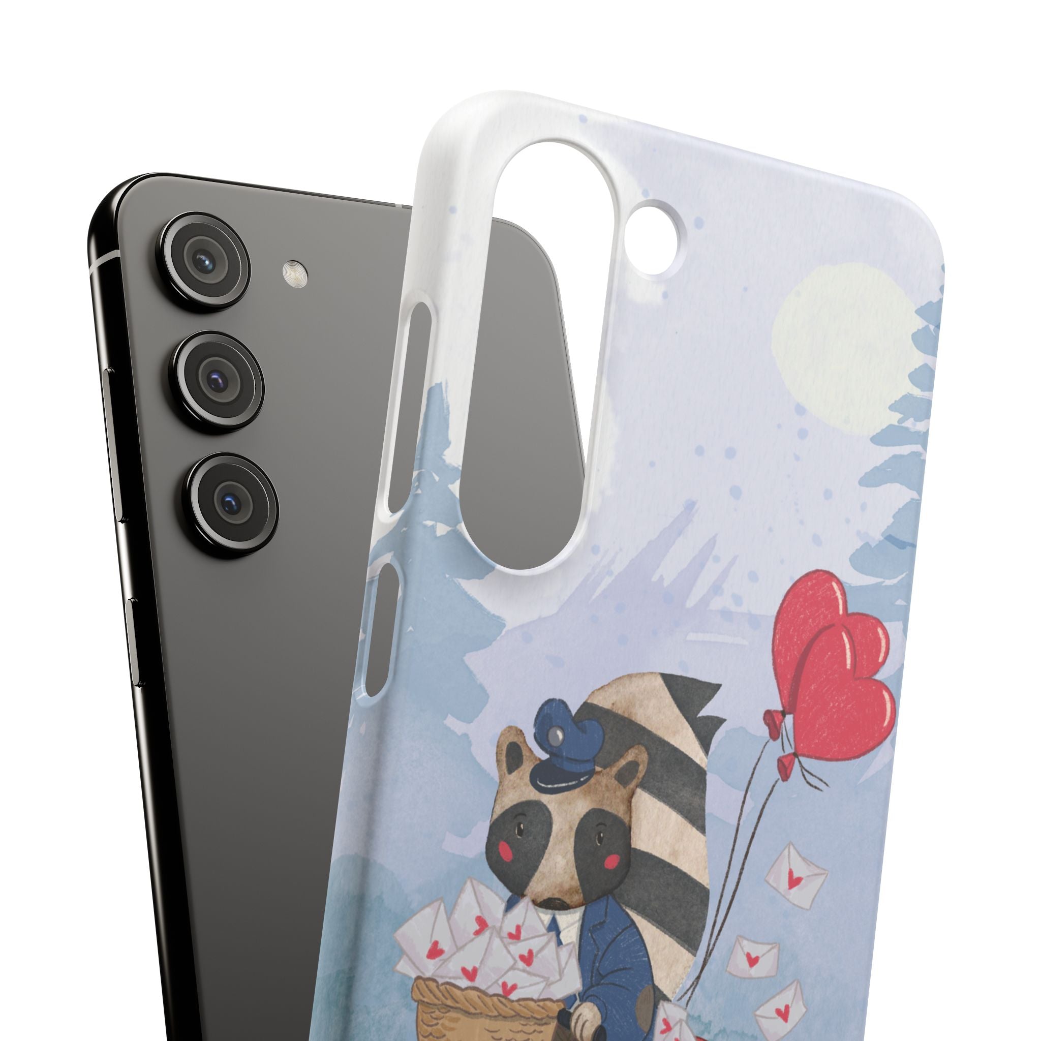 Whimsical Animal Snap Case with Love Balloons, Cute Phone Case, Valentine's Day Gift, Animal Lover Accessory, Creative Phone Cover