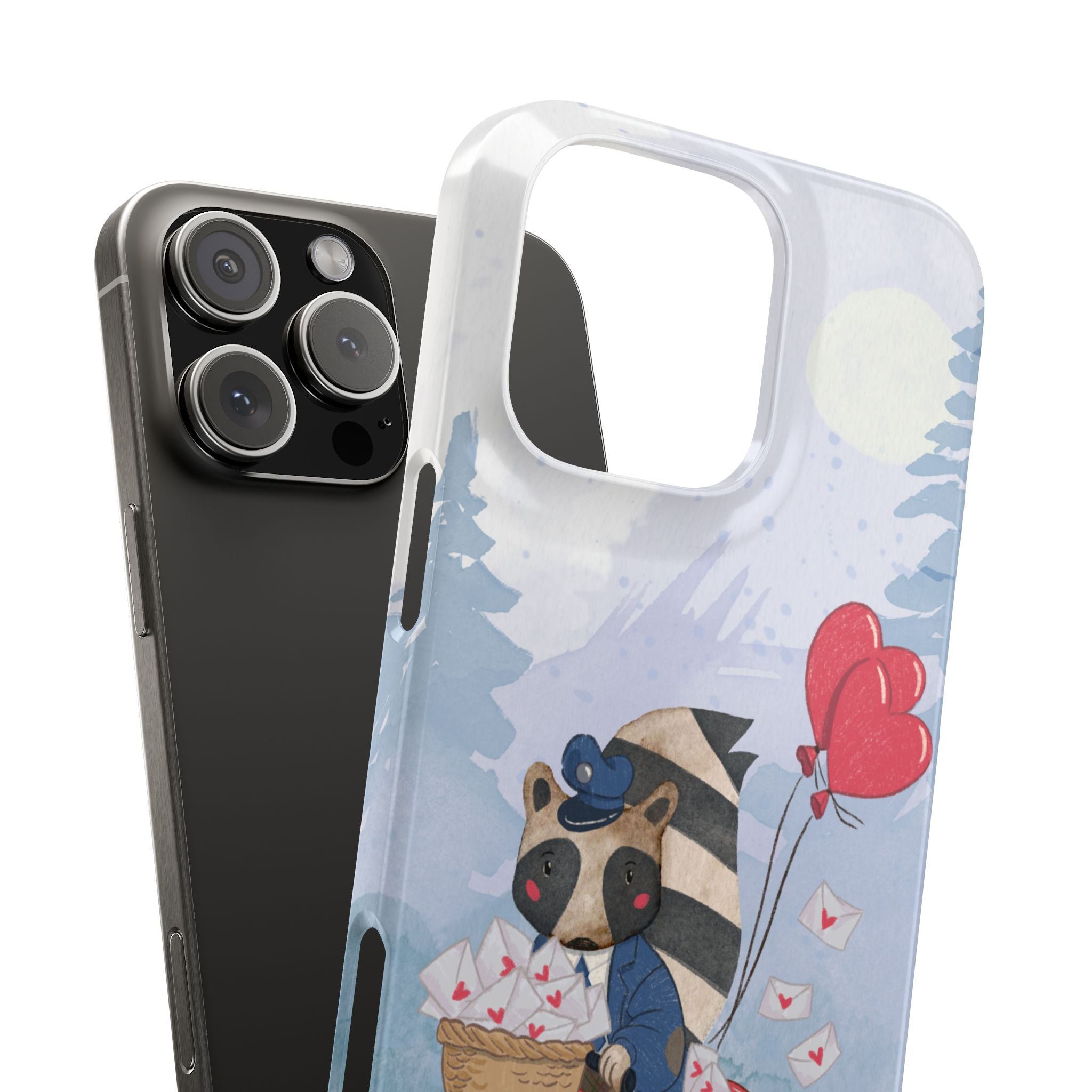 Whimsical Animal Snap Case with Love Balloons, Cute Phone Case, Valentine's Day Gift, Animal Lover Accessory, Creative Phone Cover