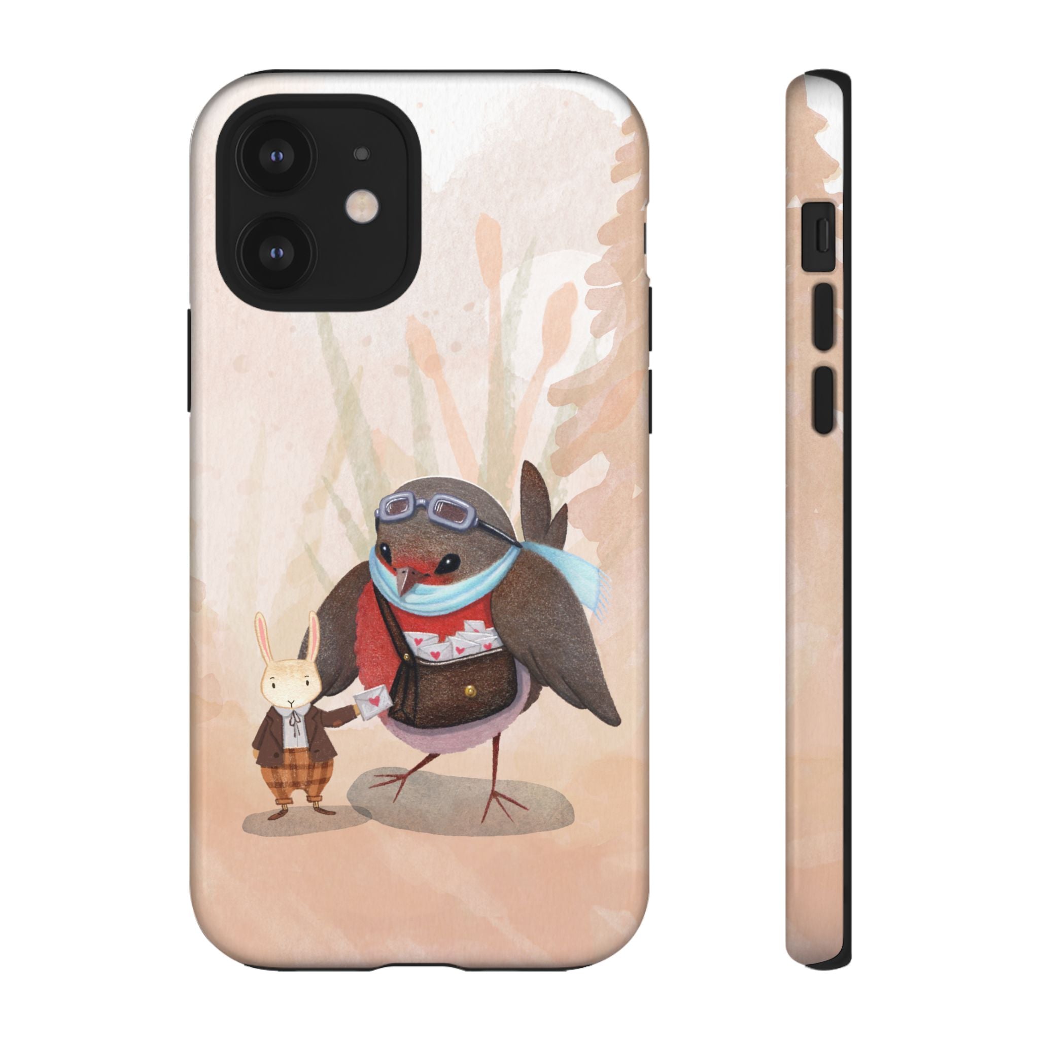 Whimsical Animal Phone Case, Cute Bird and Rabbit Design, Animal Lovers Gift, Nature-Themed Accessory, Eco-Friendly Tech Cover
