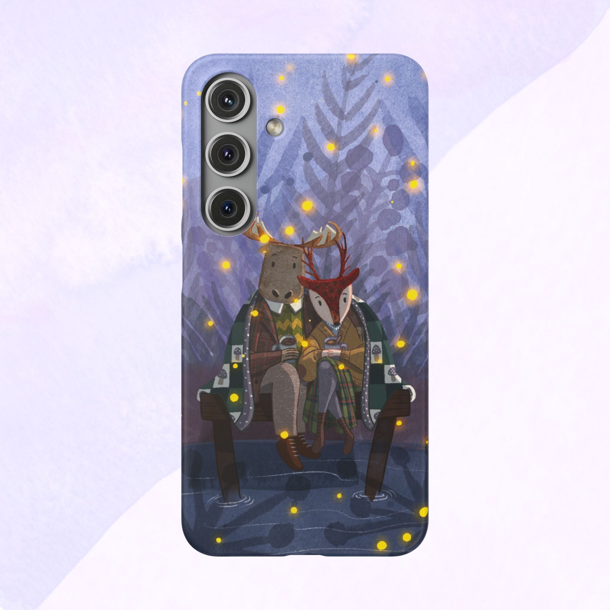 Whimsical Animal Lovers Snap Cases - Cozy Phone Protection, Gift for Nature Lovers, Holiday Decor, Cute Character Design, Animal Couple