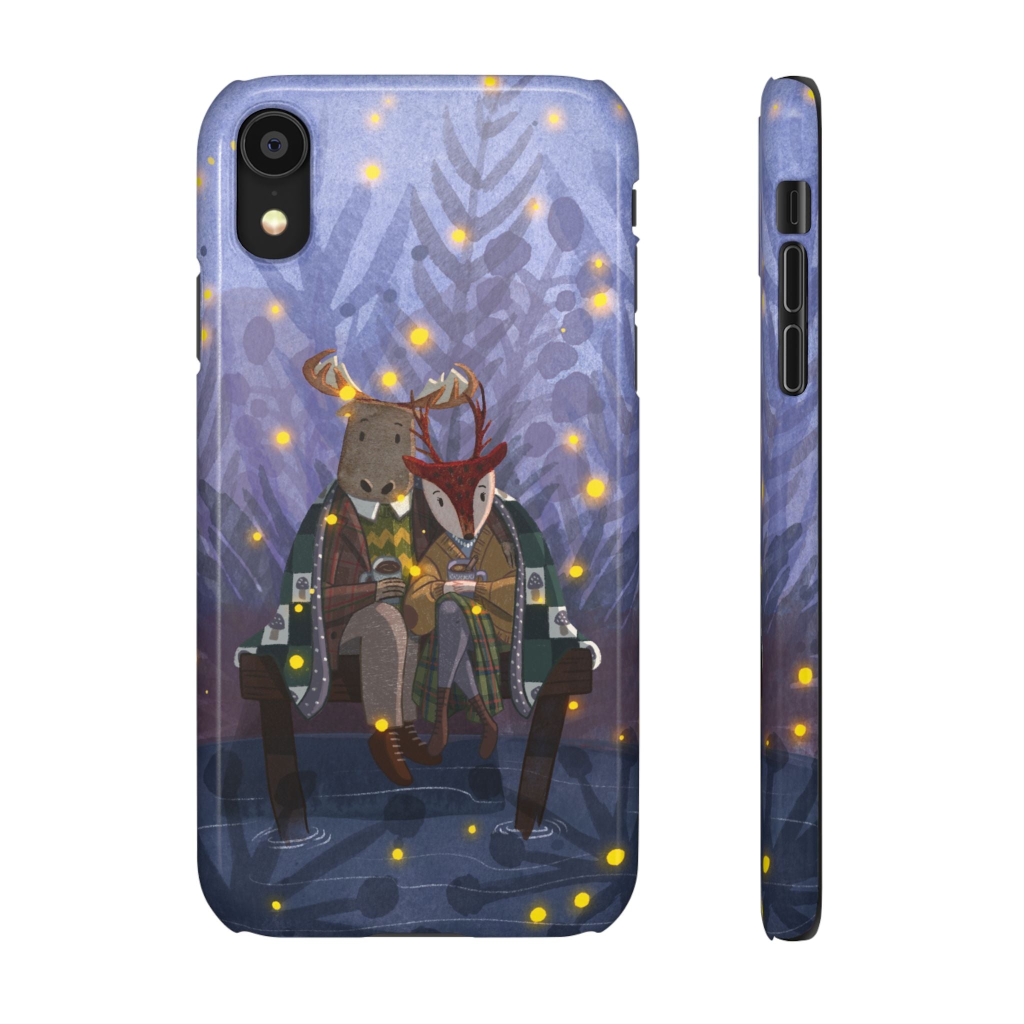 Whimsical Animal Lovers Snap Cases - Cozy Phone Protection, Gift for Nature Lovers, Holiday Decor, Cute Character Design, Animal Couple