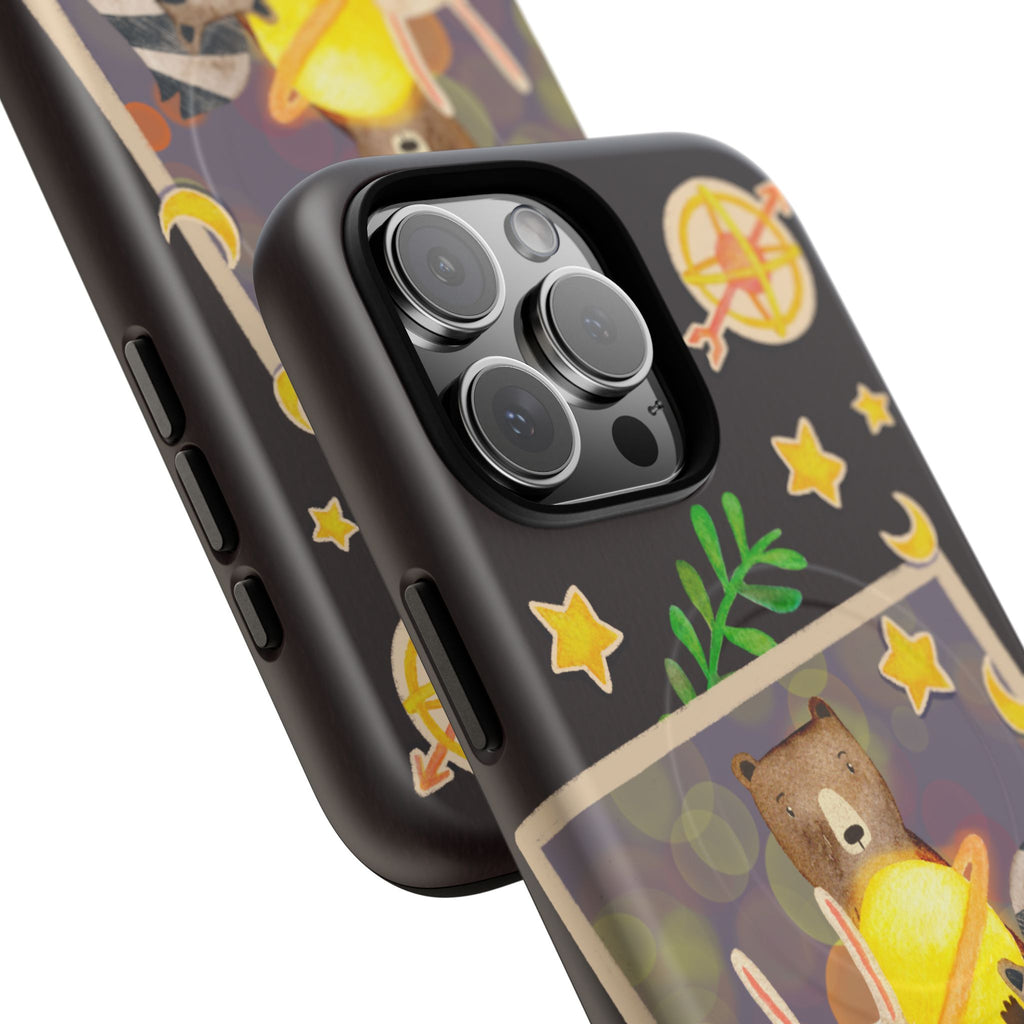 Tough Magnetic Cases, Whimsical Animal Phone Case, Cute Bear Rabbit Raccoon Design, Cute gift for her, Birthdays, iPhone 14 15 16 pro max