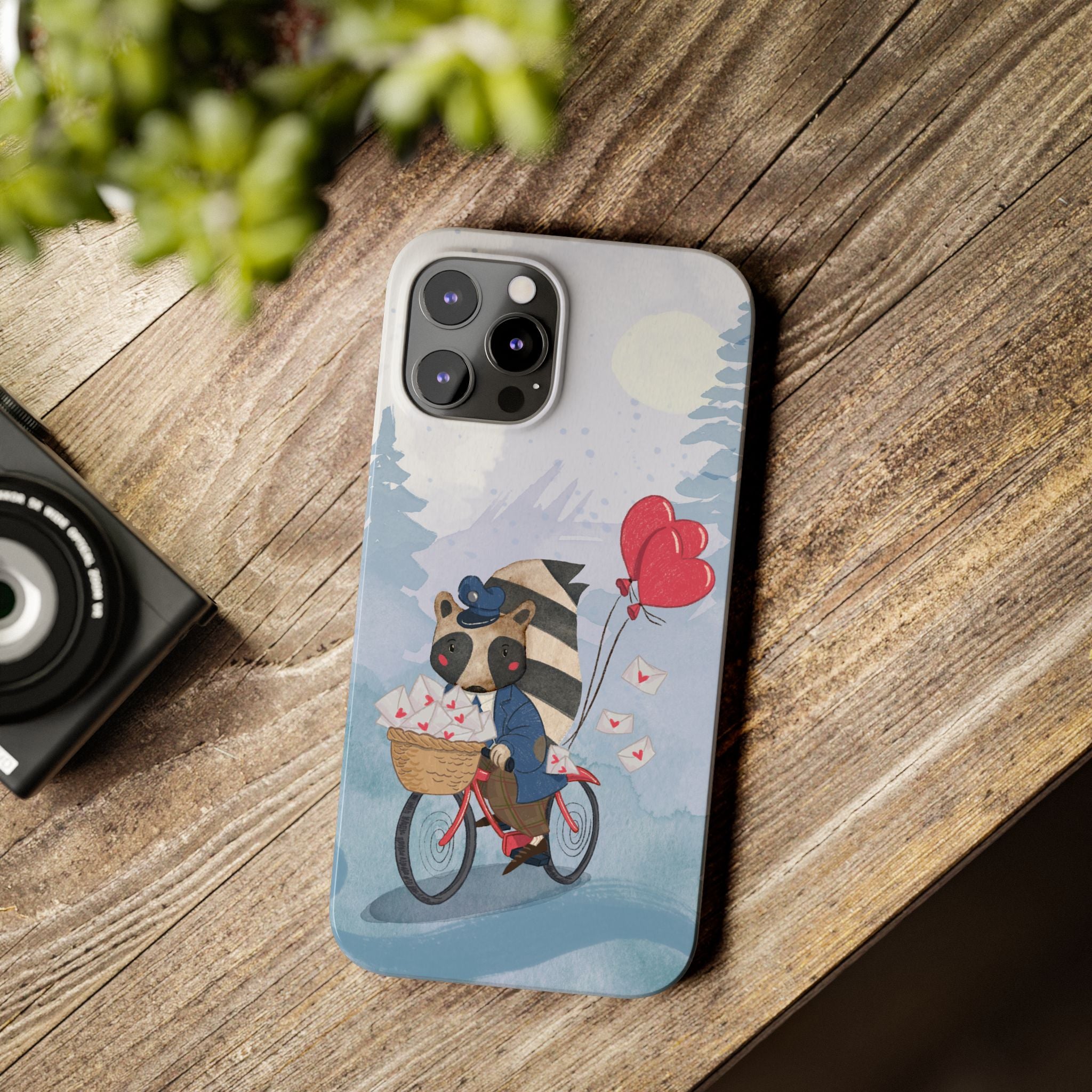 Whimsical Raccoon Slim Phone Case | Cute Animal Design | Perfect for Nature Lovers, Gifts, Birthdays, Valentines Day, Everyday Use