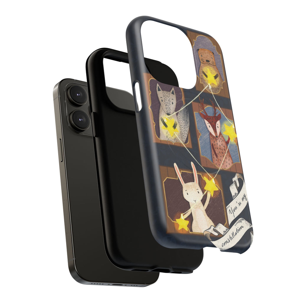 Celestial Animal Stars iPhone Case, Tough Magnetic Cover, Nature Theme, Unique Cute Animal Gifts, iPhone 14 15 16 pro max