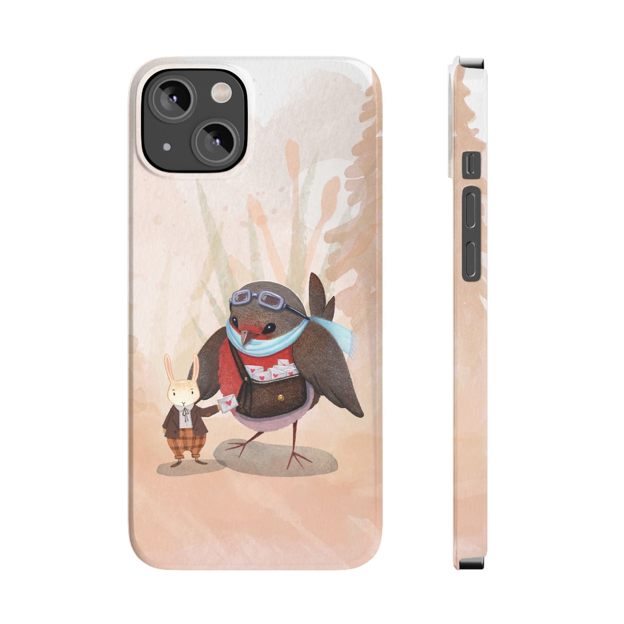 Whimsical Animal Slim Phone Cases - Cute Bird and Rabbit Design, Perfect for Animal Lovers, Gifts for Kids and Teens, Ideal for Birthdays,