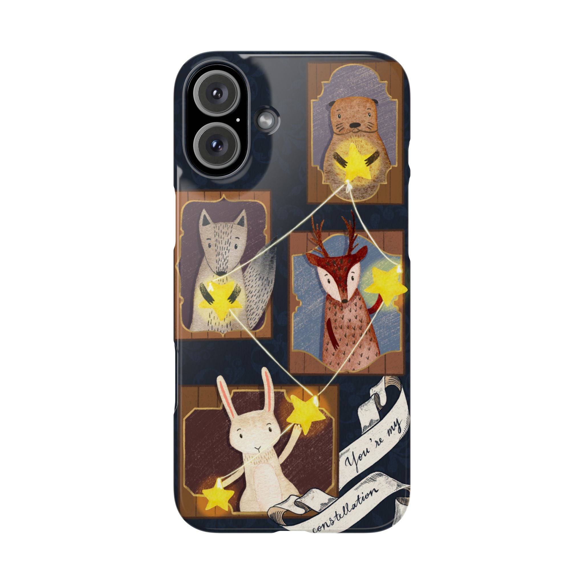 Constellation Friends Slim Case, Woodland Portrait iPhone Cover, Star Collector Design, Cute Kawaii Gift, Phone 8 9 X XR 11 12 13 14 15 16