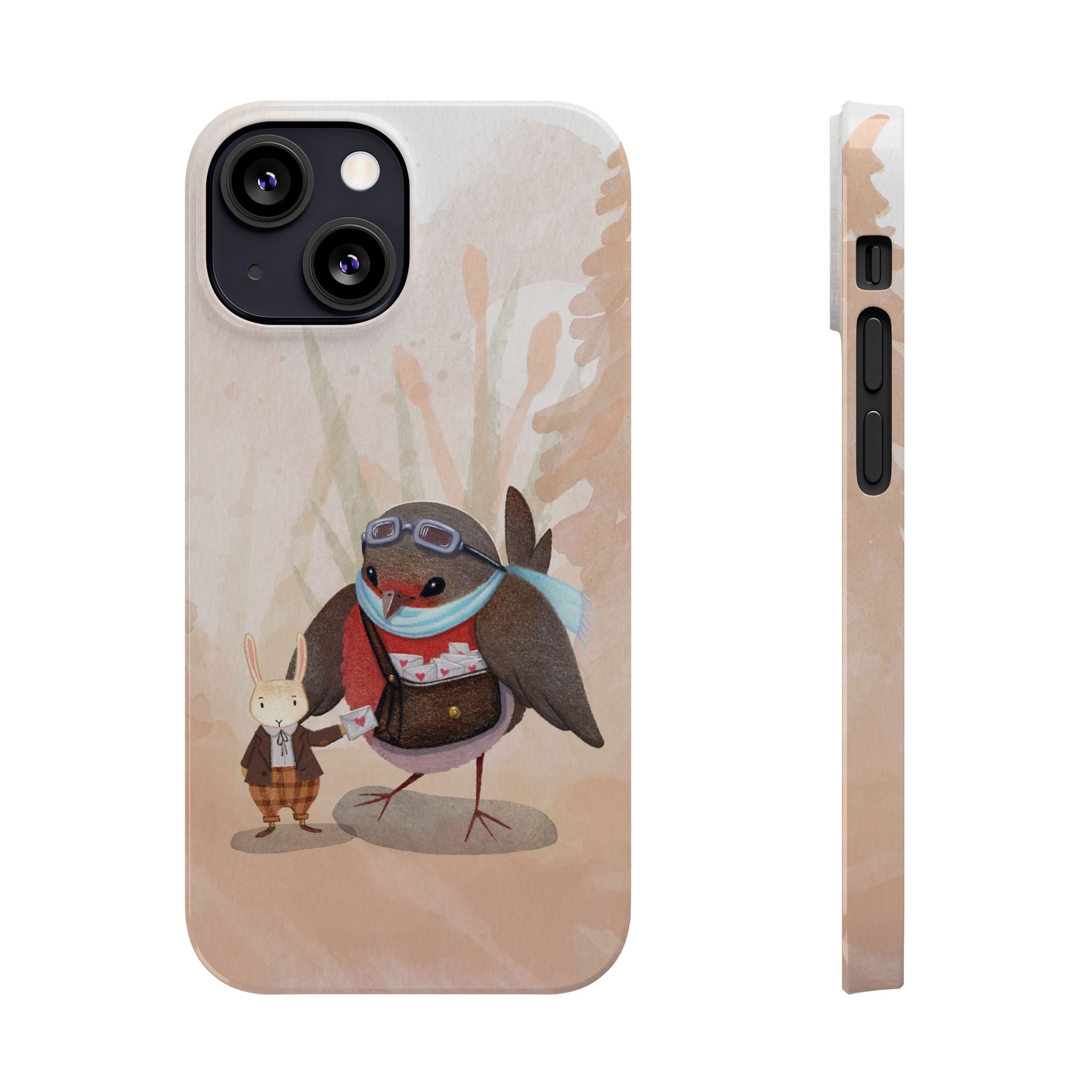 Whimsical Animal Slim Phone Cases - Cute Bird and Rabbit Design, Perfect for Animal Lovers, Gifts for Kids and Teens, Ideal for Birthdays,