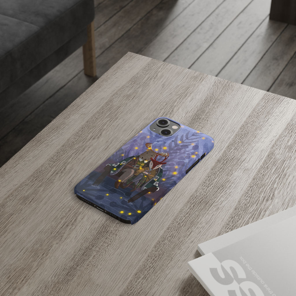 Whimsical Animal Love Slim Phone Cases, Cute Holiday Gifts, Cozy Home Decor, Nature Lover Accessories, Couples Gifts