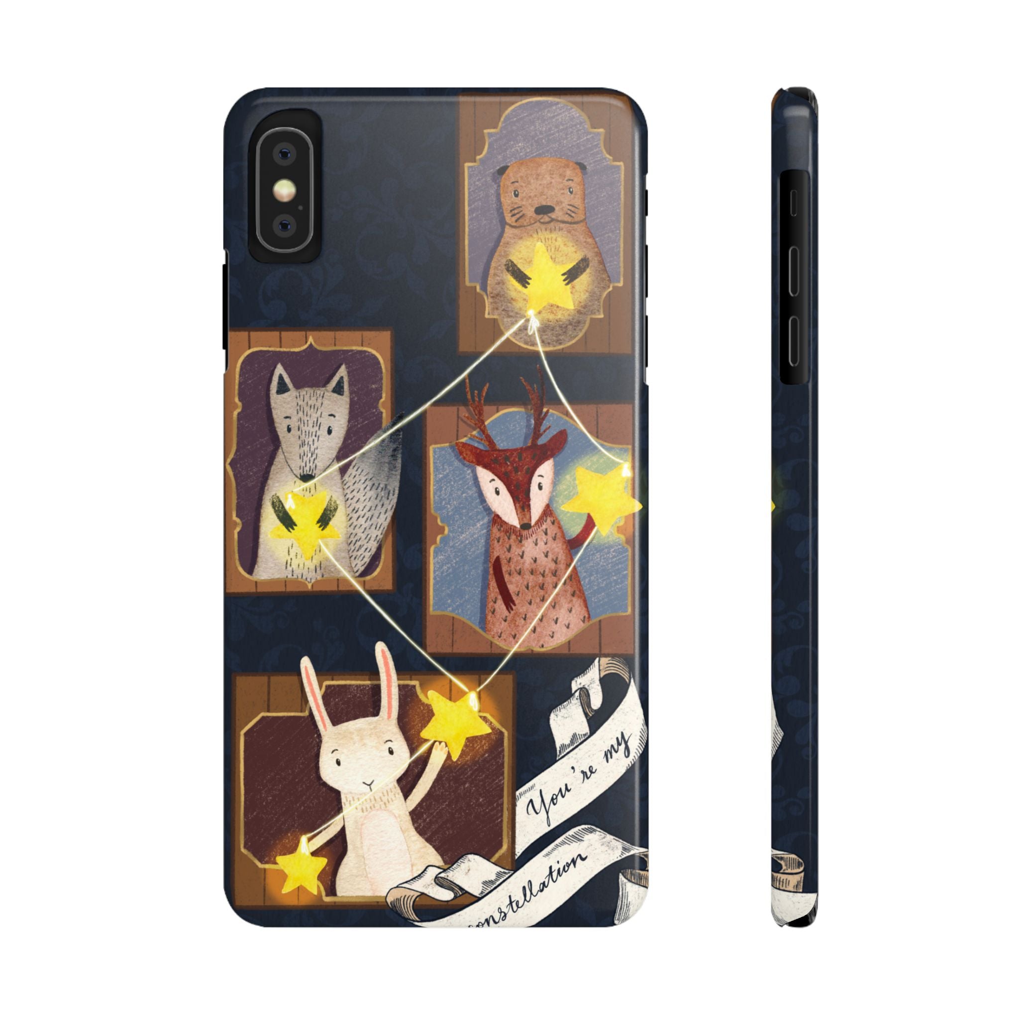 Constellation Friends Slim Case, Woodland Portrait iPhone Cover, Star Collector Design, Cute Kawaii Gift, Phone 8 9 X XR 11 12 13 14 15 16