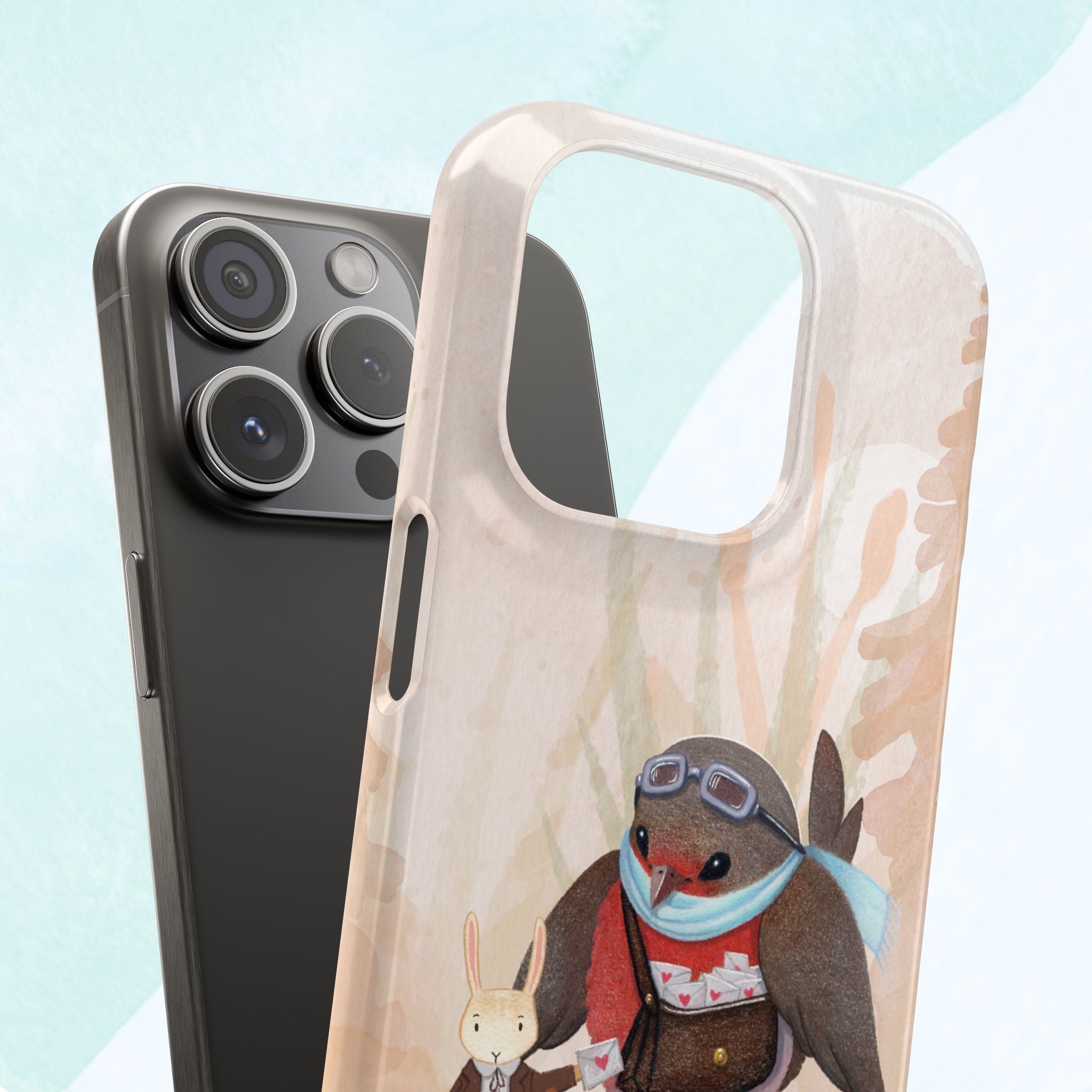 Whimsical Animal Snap Cases, Cute Phone Case, Handmade Bird and Bunny Design, Gift for Animal Lovers, Unique Smartphone Cover