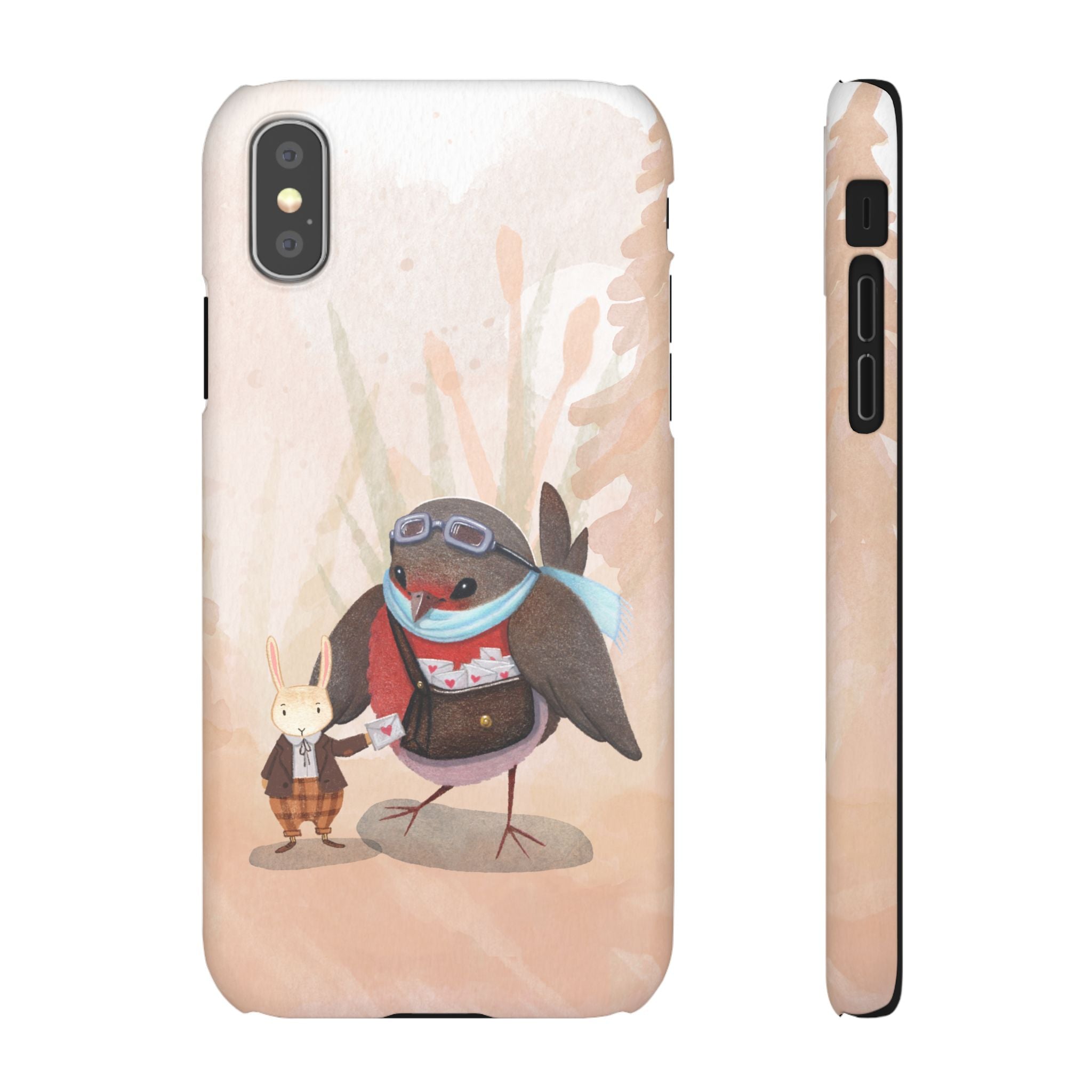 Whimsical Animal Snap Cases, Cute Phone Case, Handmade Bird and Bunny Design, Gift for Animal Lovers, Unique Smartphone Cover