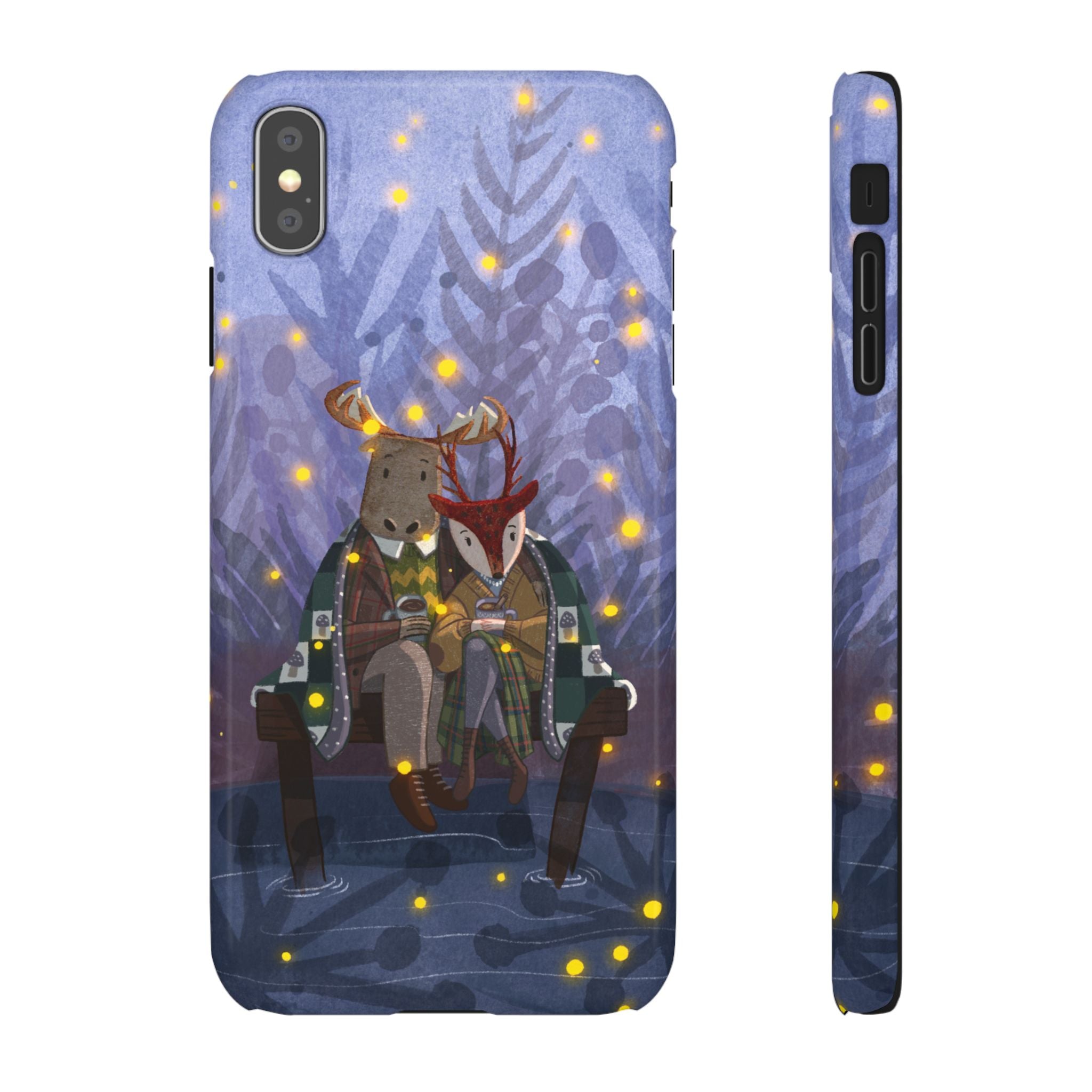 Whimsical Animal Lovers Snap Cases - Cozy Phone Protection, Gift for Nature Lovers, Holiday Decor, Cute Character Design, Animal Couple