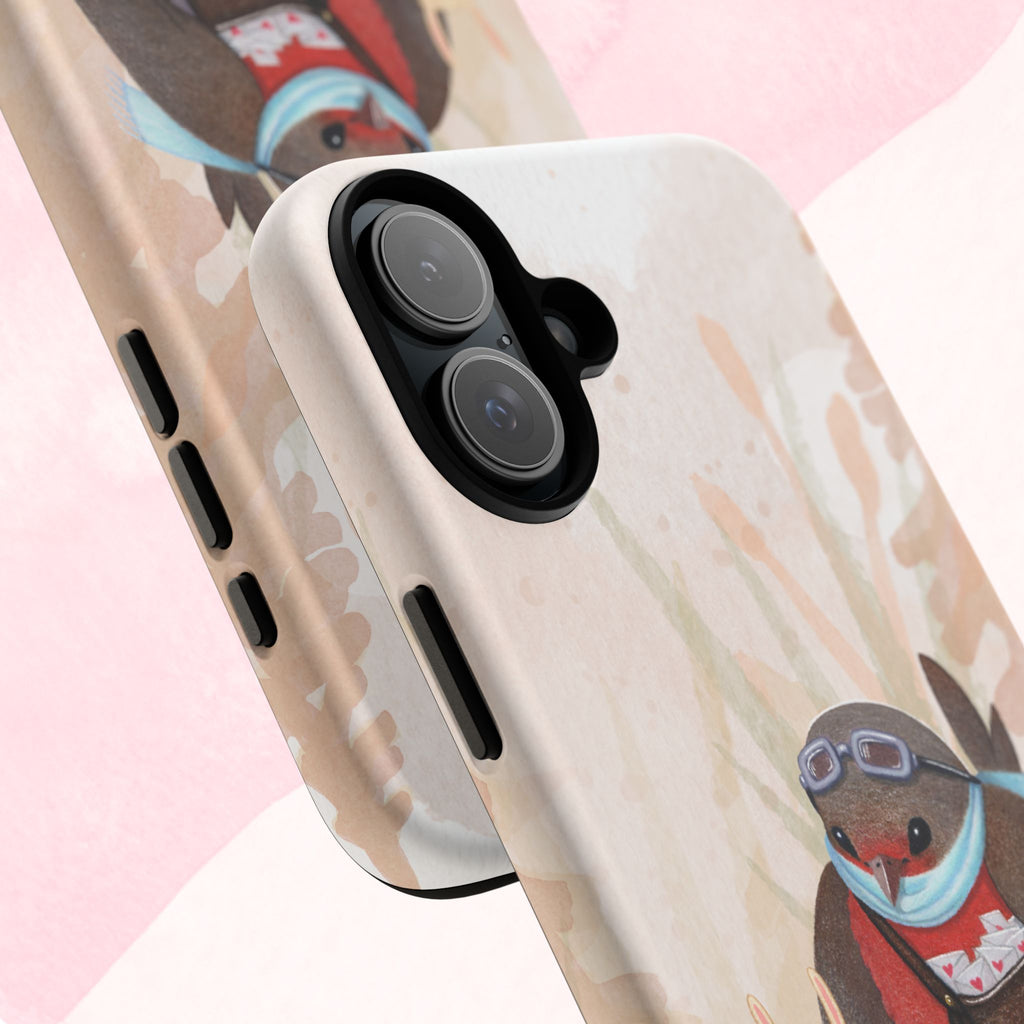 Whimsical Animal Phone Case, Cute Bird and Rabbit Design, Animal Lovers Gift, Nature-Themed Accessory, Eco-Friendly Tech Cover