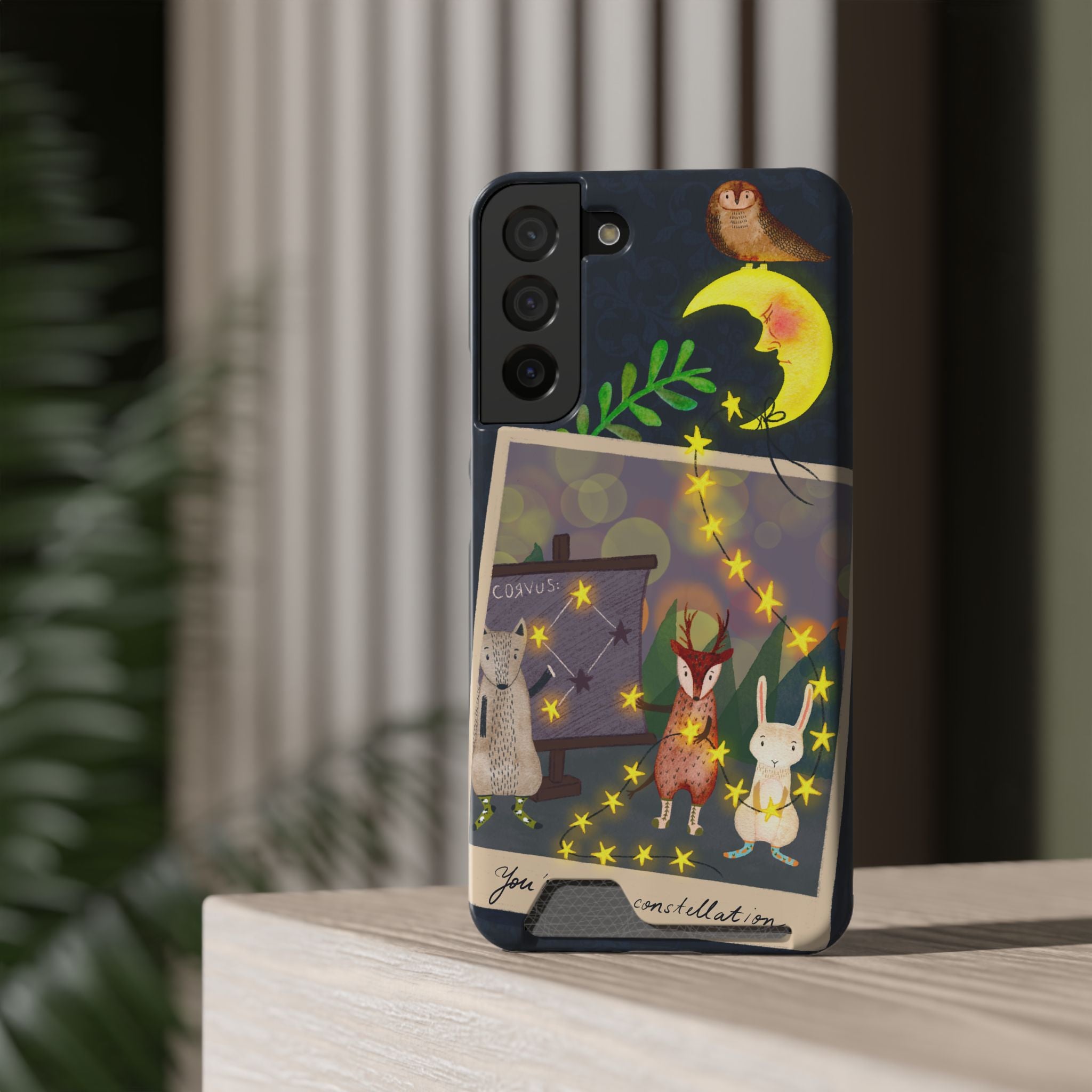 Woodland Astronomy Class Phone Case - Whimsical Forest Animals Learning Constellations - Cute iPhone 13/Samsung Case