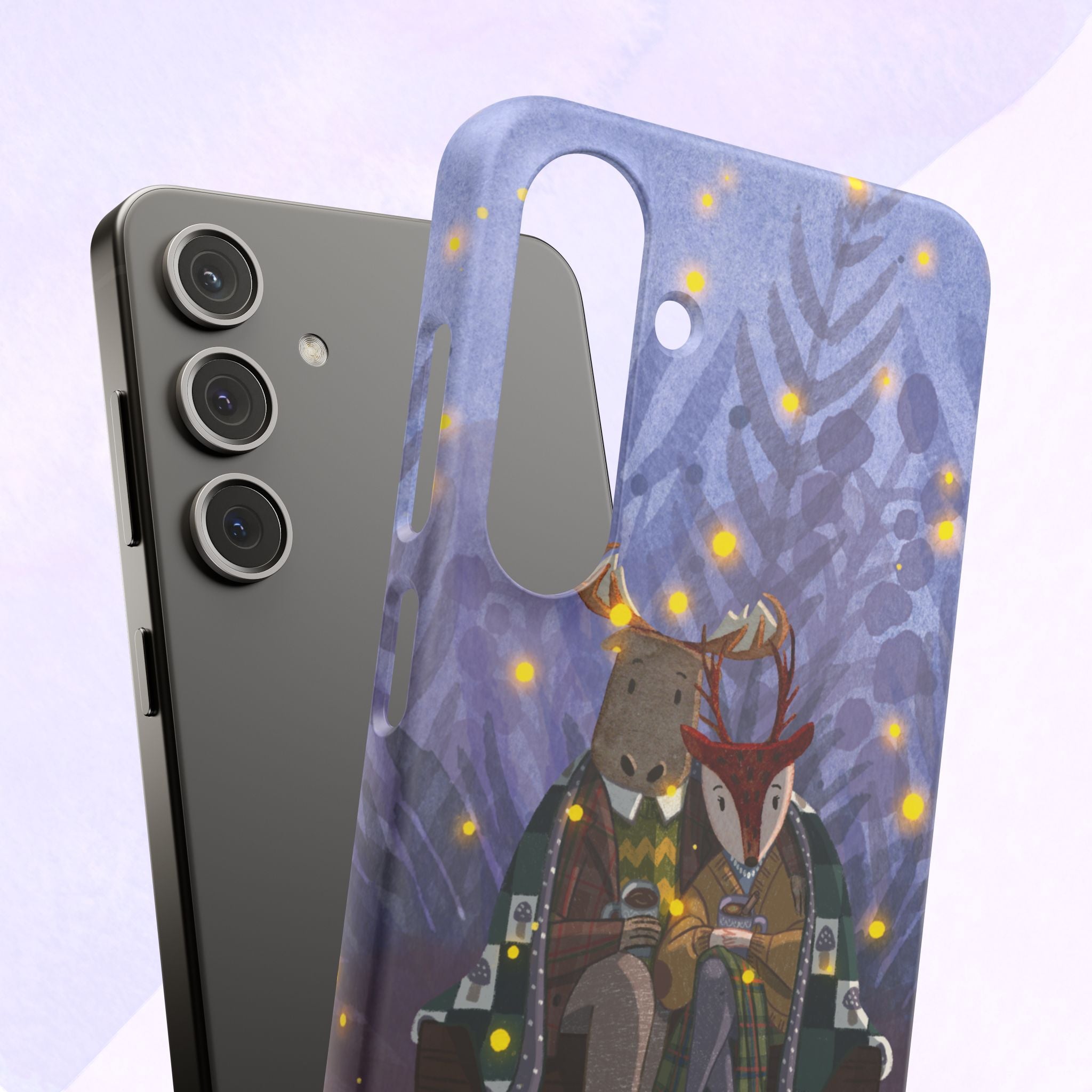 Whimsical Animal Lovers Snap Cases - Cozy Phone Protection, Gift for Nature Lovers, Holiday Decor, Cute Character Design, Animal Couple
