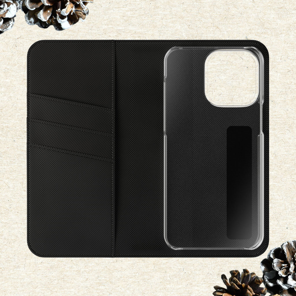 Winter Forest Friends Wallet Case, Woodland Flip Cover, Vegan Leather, Snowy Scene, Cozy Holiday, iPhone 11 12 13 14 15 16, Galaxy S21 S22