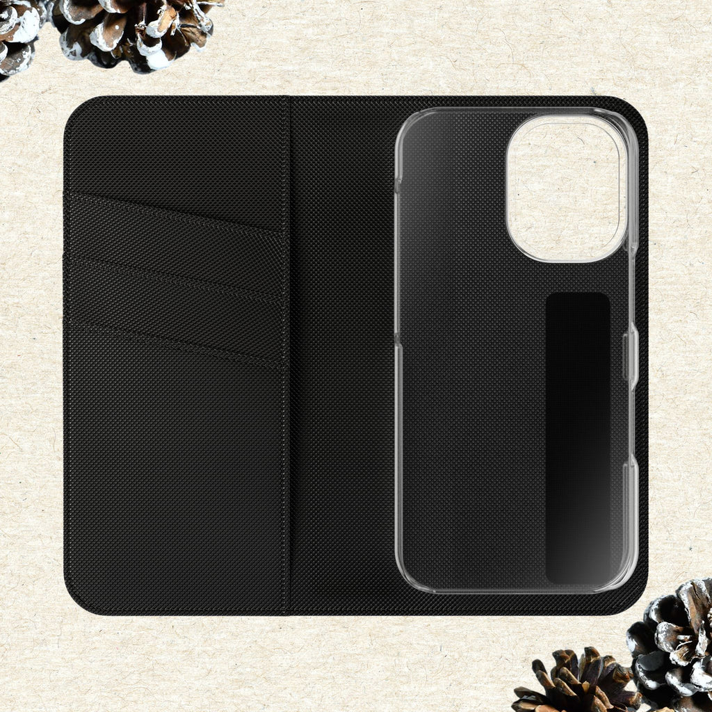 Winter Forest Friends Wallet Case, Woodland Flip Cover, Vegan Leather, Snowy Scene, Cozy Holiday, iPhone 11 12 13 14 15 16, Galaxy S21 S22