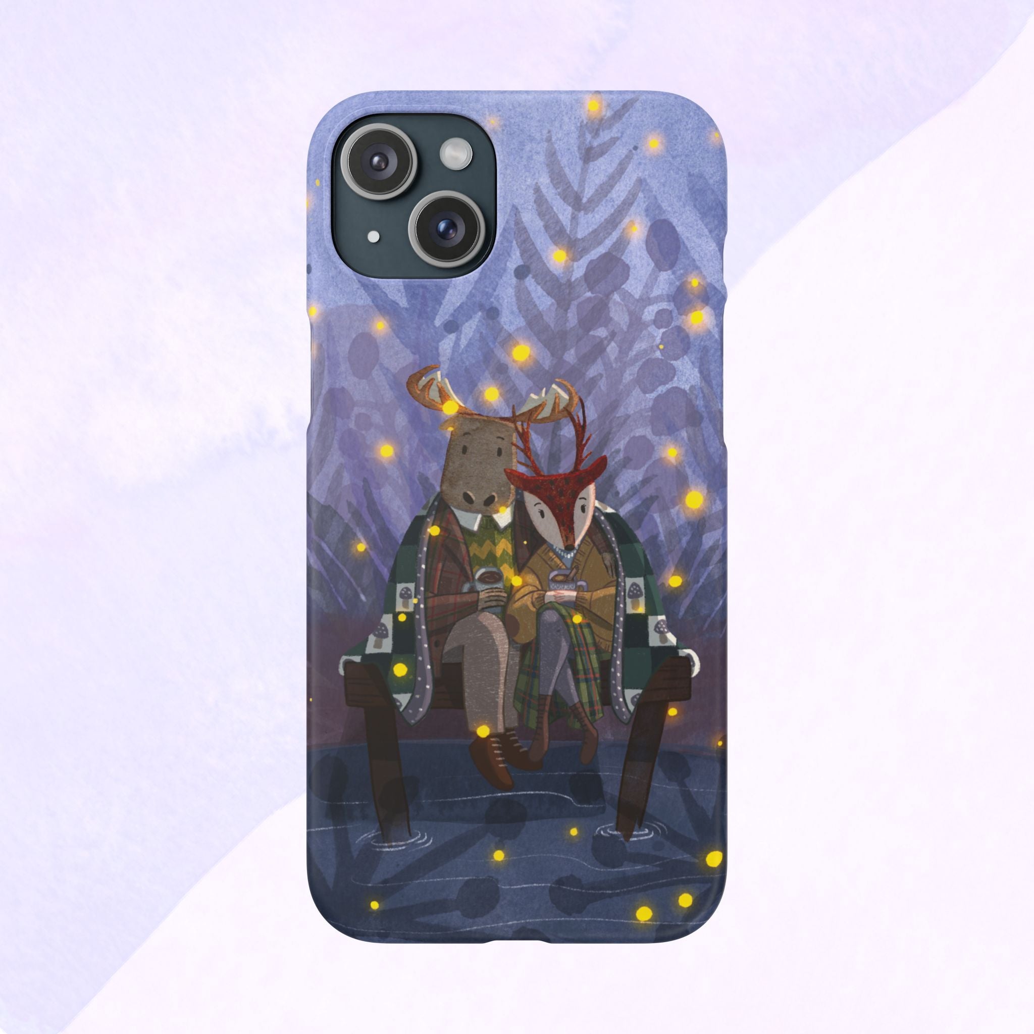 Whimsical Animal Lovers Snap Cases - Cozy Phone Protection, Gift for Nature Lovers, Holiday Decor, Cute Character Design, Animal Couple