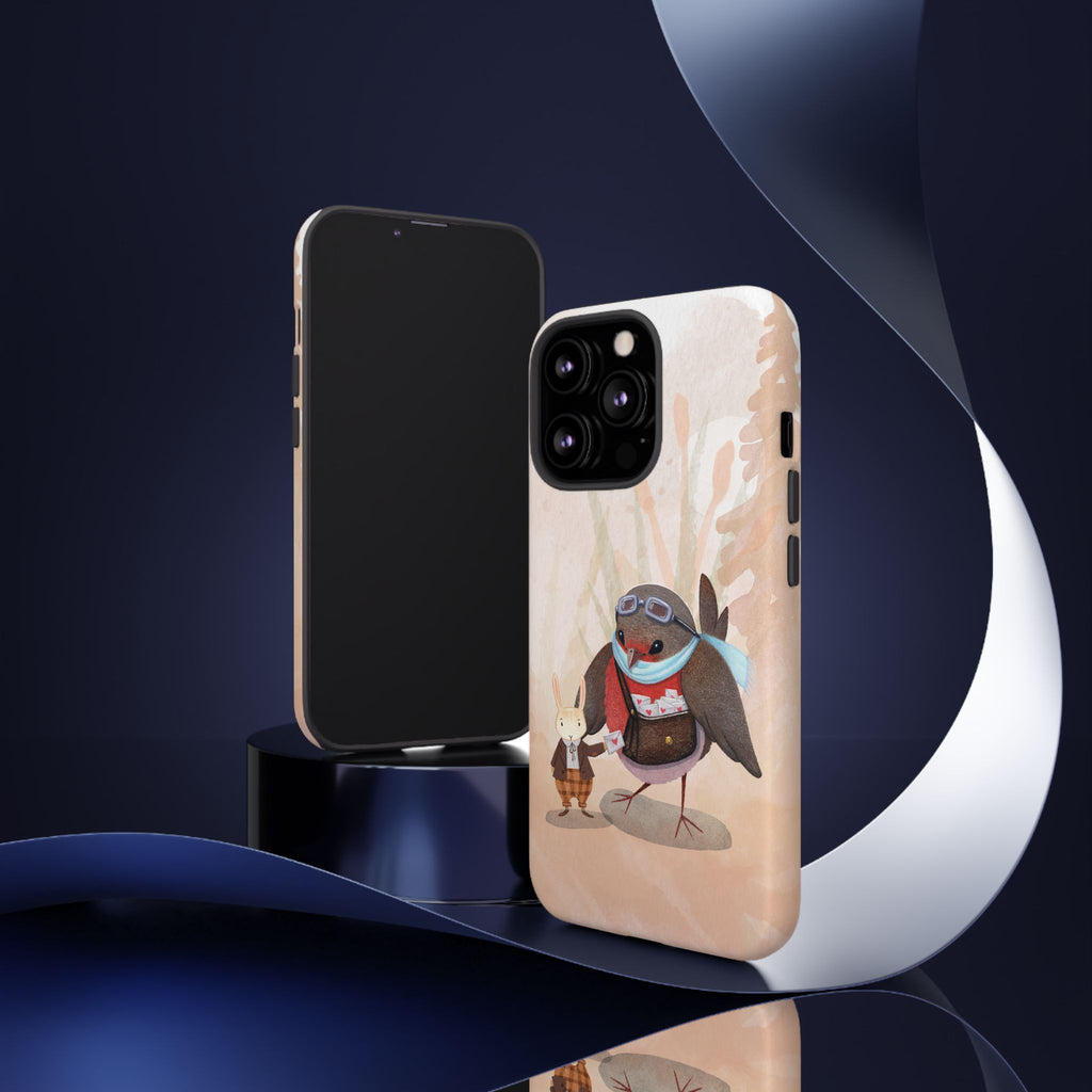 Whimsical Animal Phone Case, Cute Bird and Rabbit Design, Animal Lovers Gift, Nature-Themed Accessory, Eco-Friendly Tech Cover