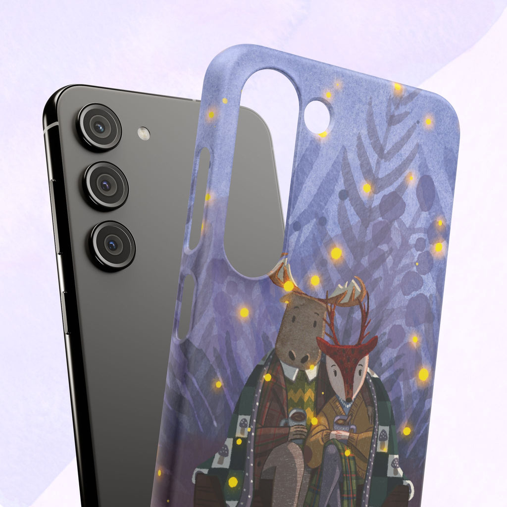 Whimsical Animal Lovers Snap Cases - Cozy Phone Protection, Gift for Nature Lovers, Holiday Decor, Cute Character Design, Animal Couple
