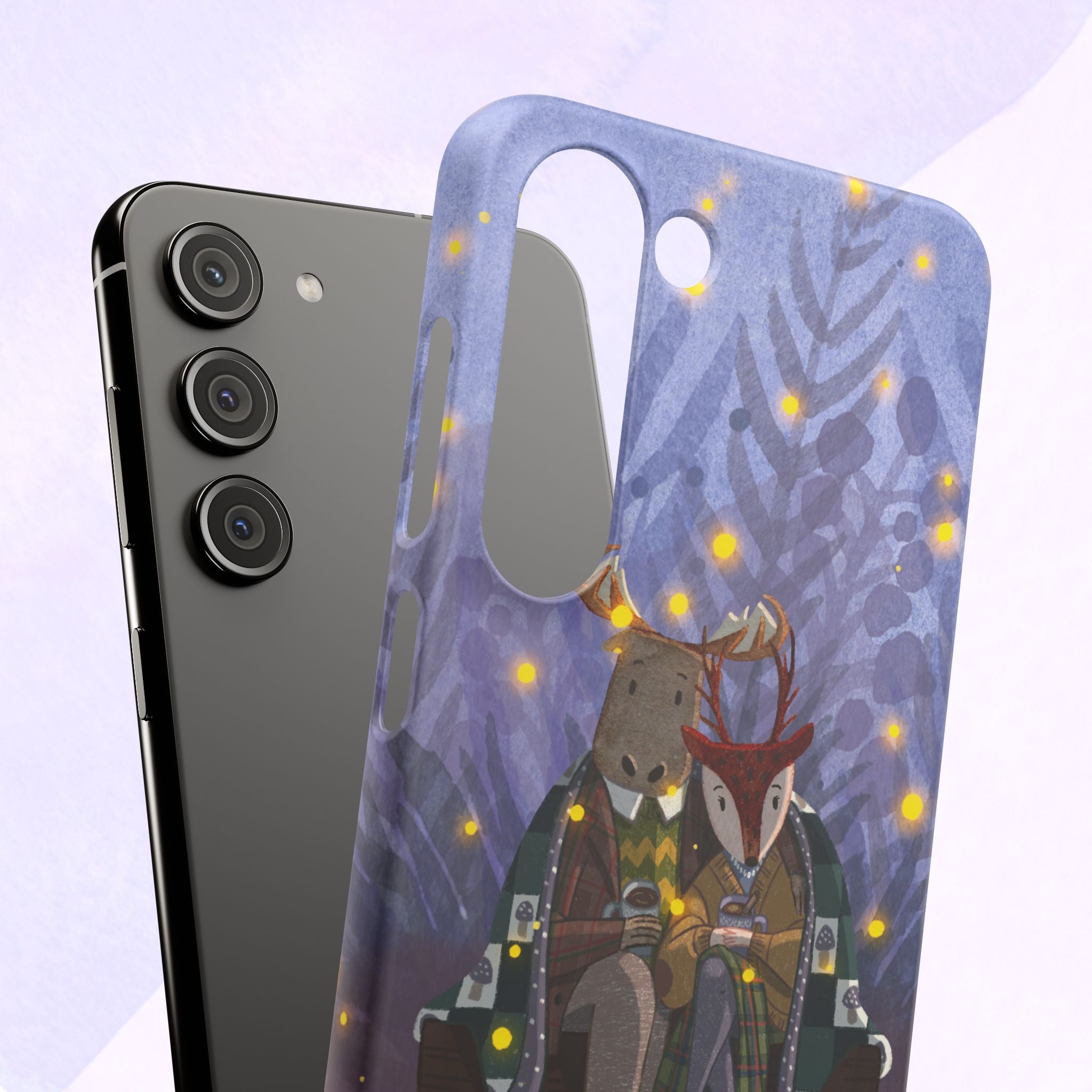 Whimsical Animal Lovers Snap Cases - Cozy Phone Protection, Gift for Nature Lovers, Holiday Decor, Cute Character Design, Animal Couple