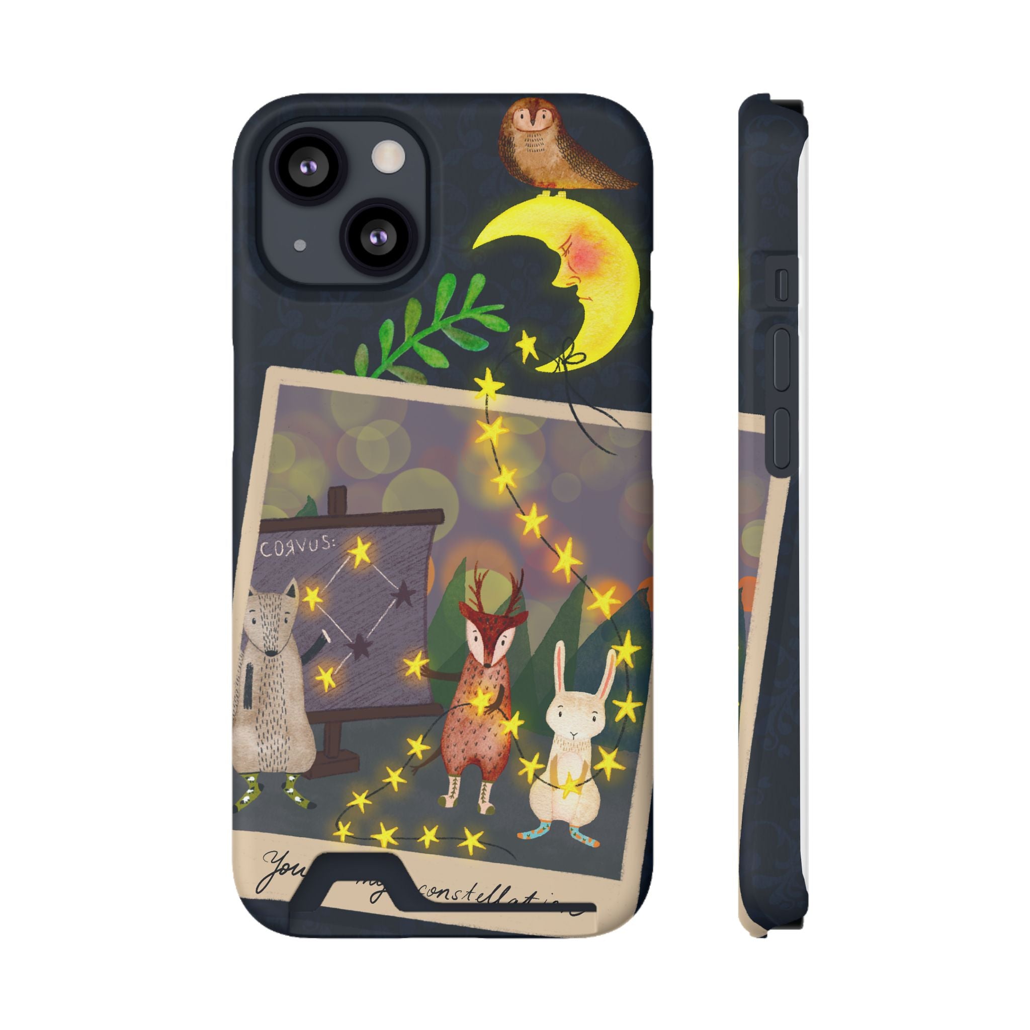 Woodland Astronomy Class Phone Case - Whimsical Forest Animals Learning Constellations - Cute iPhone 13/Samsung Case