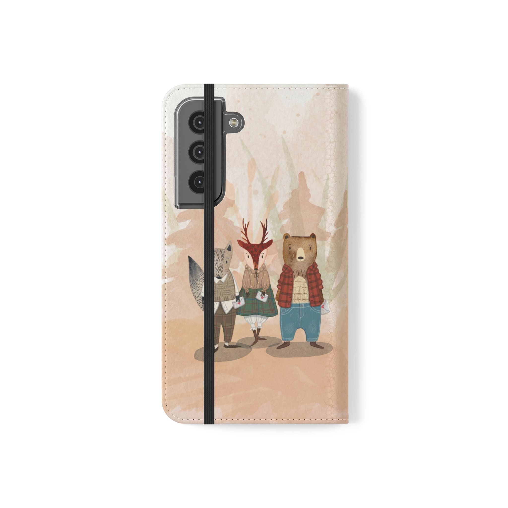 Whimsical Animal Flip Cases for Phones, Cute Woodland Creatures, Forest Friends Phone Cover, Animal Lover Gift, Phone Wallet