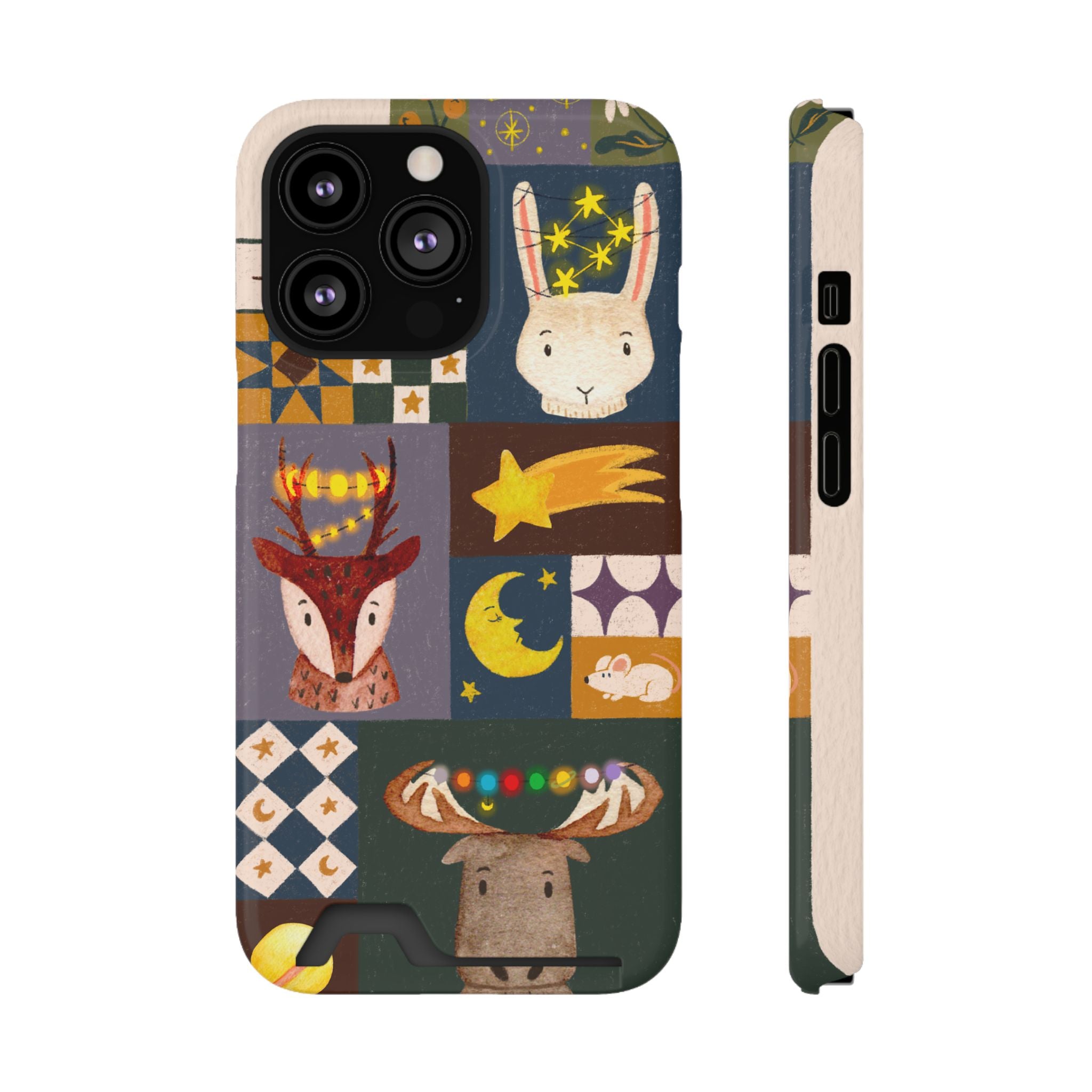 Magical Animal Phone Case with Card Holder - Cute Gift for Animal Lovers, Interesting Phone Accessory, Unique Holiday Gift, Nature-Inspired
