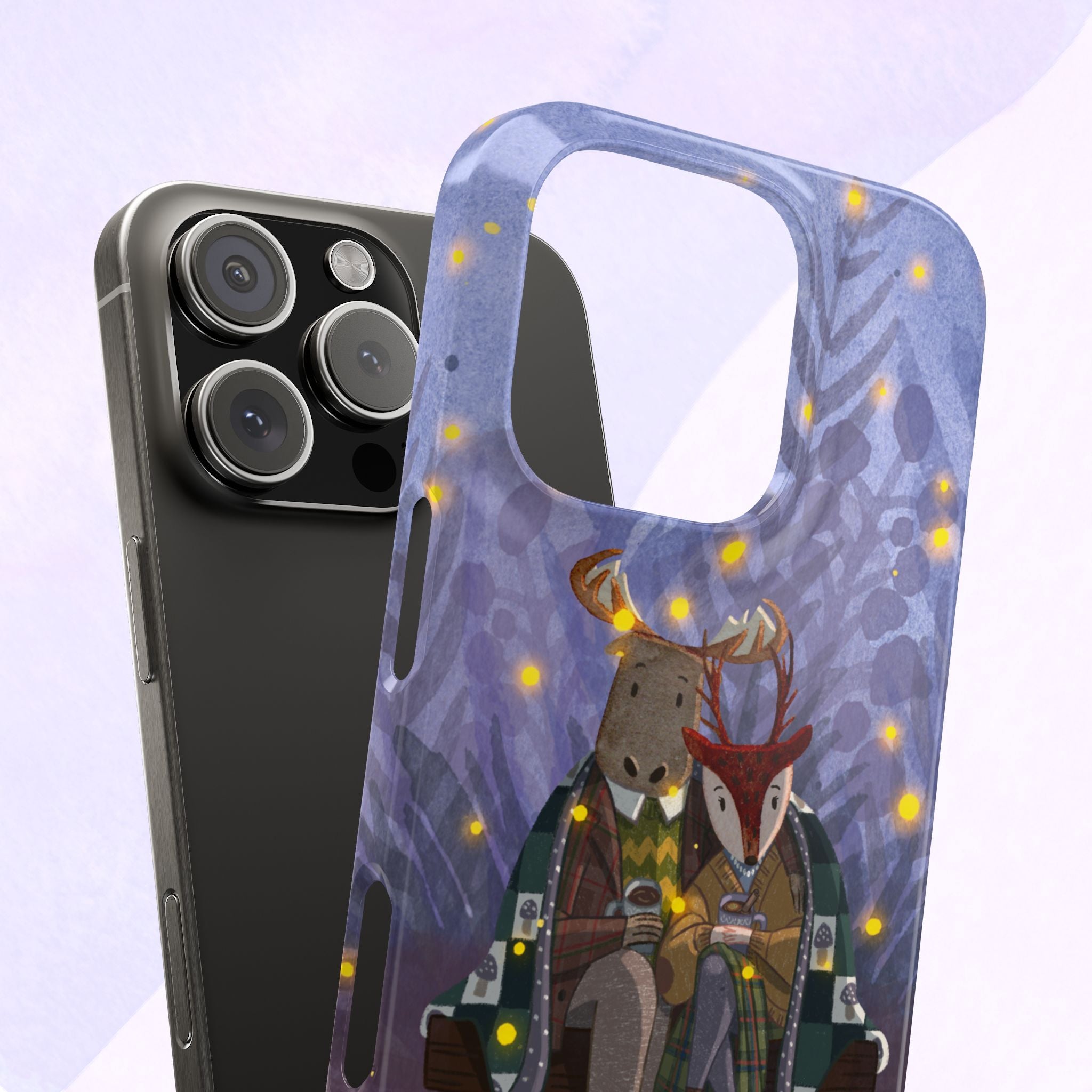Whimsical Animal Lovers Snap Cases - Cozy Phone Protection, Gift for Nature Lovers, Holiday Decor, Cute Character Design, Animal Couple