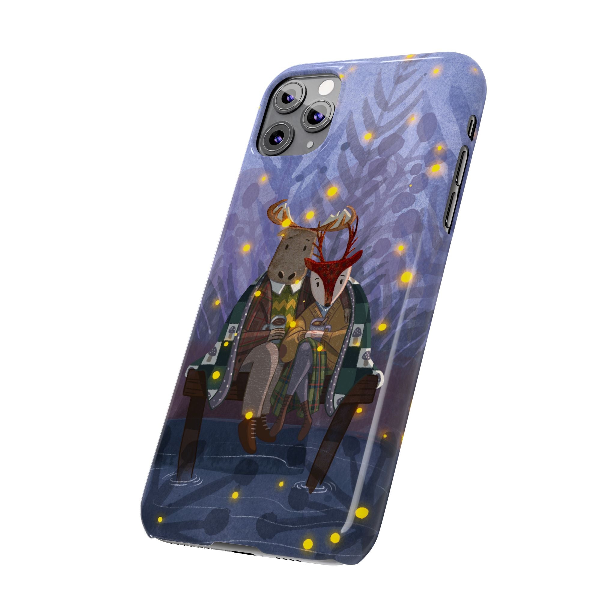 Whimsical Animal Love Slim Phone Cases, Cute Holiday Gifts, Cozy Home Decor, Nature Lover Accessories, Couples Gifts