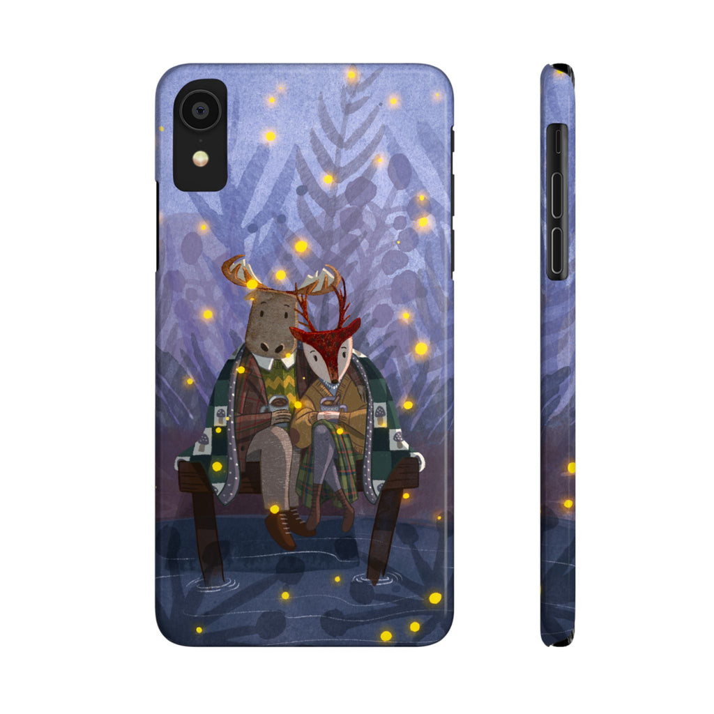 Whimsical Animal Love Slim Phone Cases, Cute Holiday Gifts, Cozy Home Decor, Nature Lover Accessories, Couples Gifts