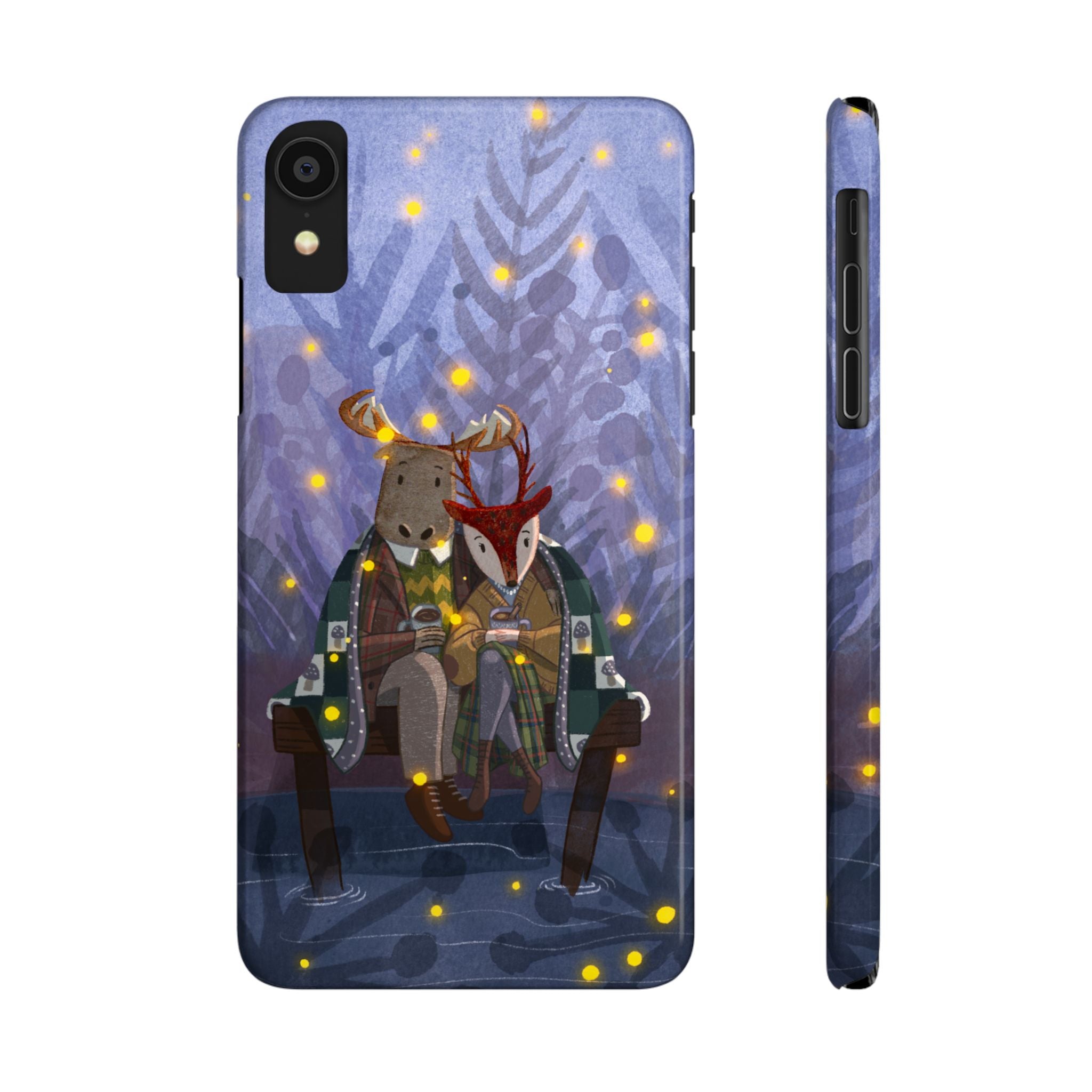 Whimsical Animal Love Slim Phone Cases, Cute Holiday Gifts, Cozy Home Decor, Nature Lover Accessories, Couples Gifts