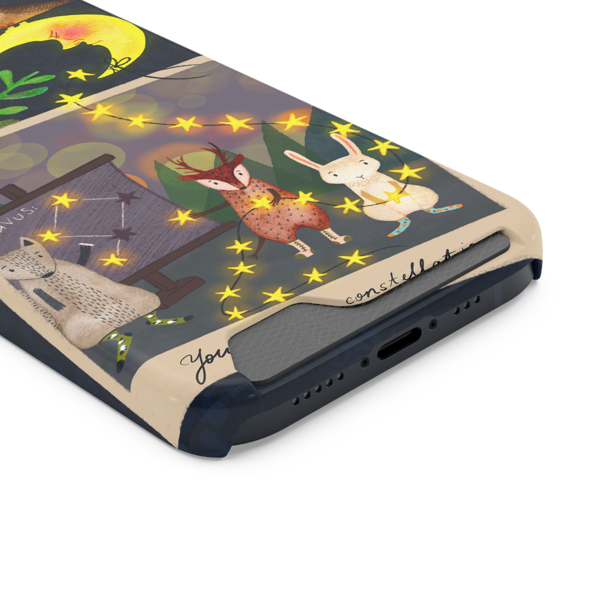 Woodland Astronomy Class Phone Case - Whimsical Forest Animals Learning Constellations - Cute iPhone 13/Samsung Case