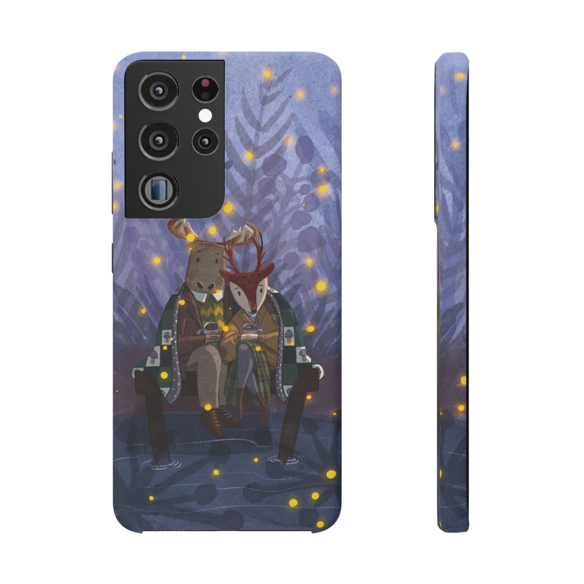Whimsical Animal Lovers Snap Cases - Cozy Phone Protection, Gift for Nature Lovers, Holiday Decor, Cute Character Design, Animal Couple