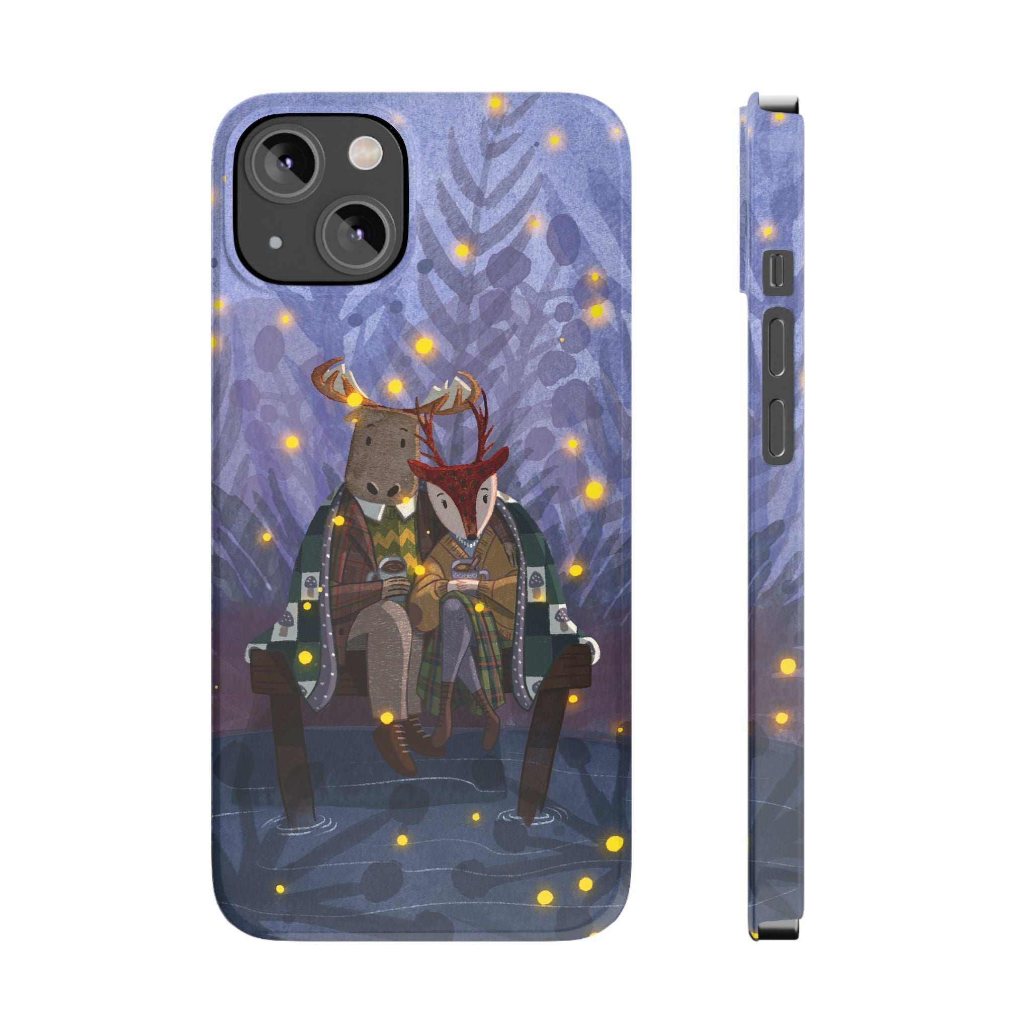 Whimsical Animal Love Slim Phone Cases, Cute Holiday Gifts, Cozy Home Decor, Nature Lover Accessories, Couples Gifts
