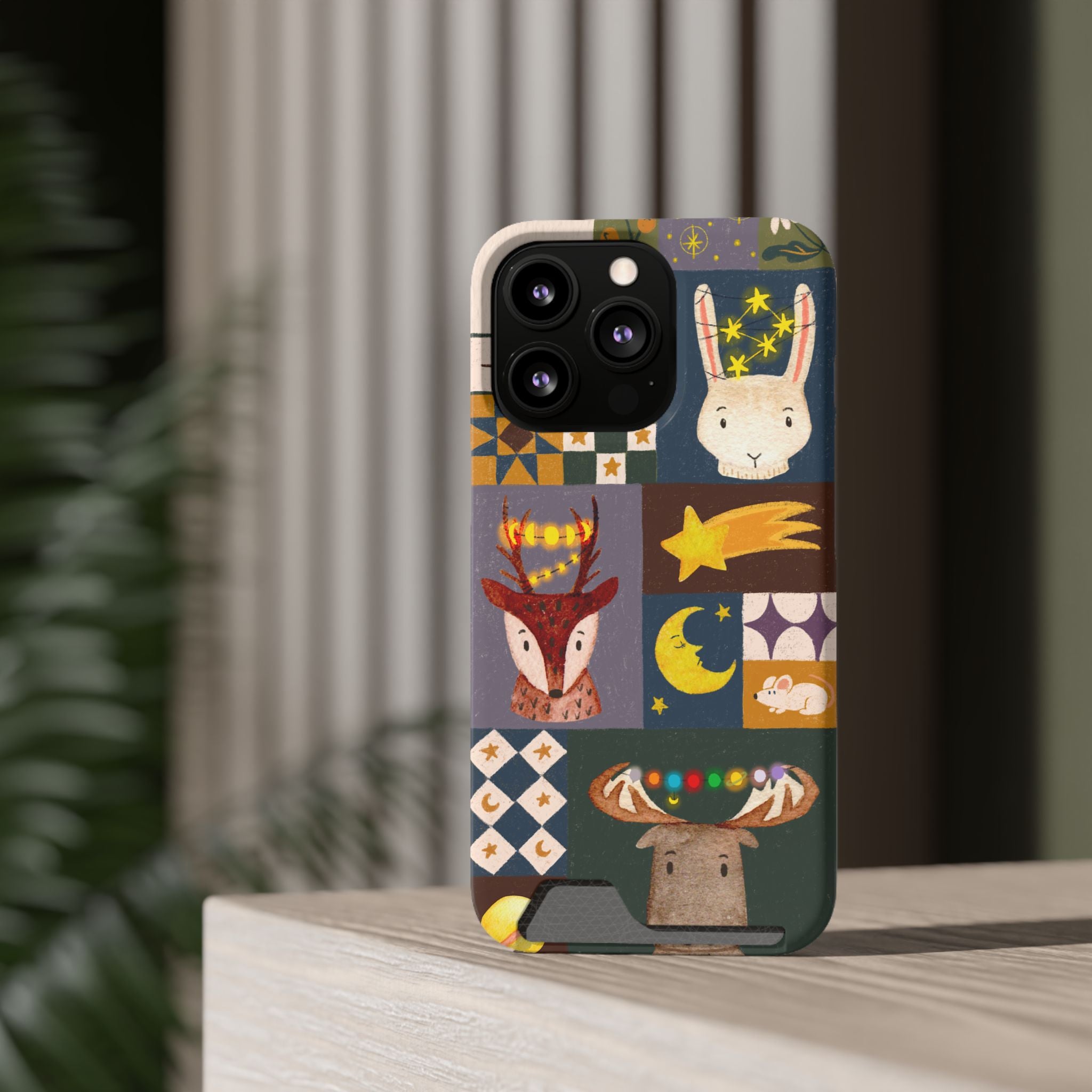 Magical Animal Phone Case with Card Holder - Cute Gift for Animal Lovers, Interesting Phone Accessory, Unique Holiday Gift, Nature-Inspired