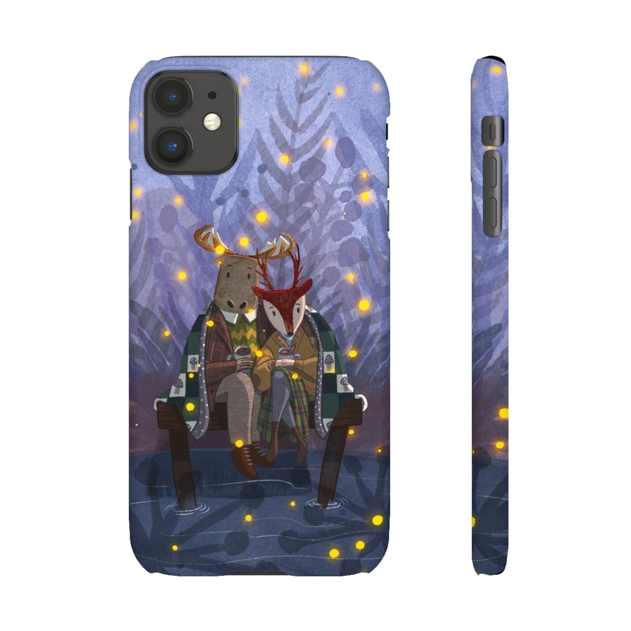 Whimsical Animal Lovers Snap Cases - Cozy Phone Protection, Gift for Nature Lovers, Holiday Decor, Cute Character Design, Animal Couple
