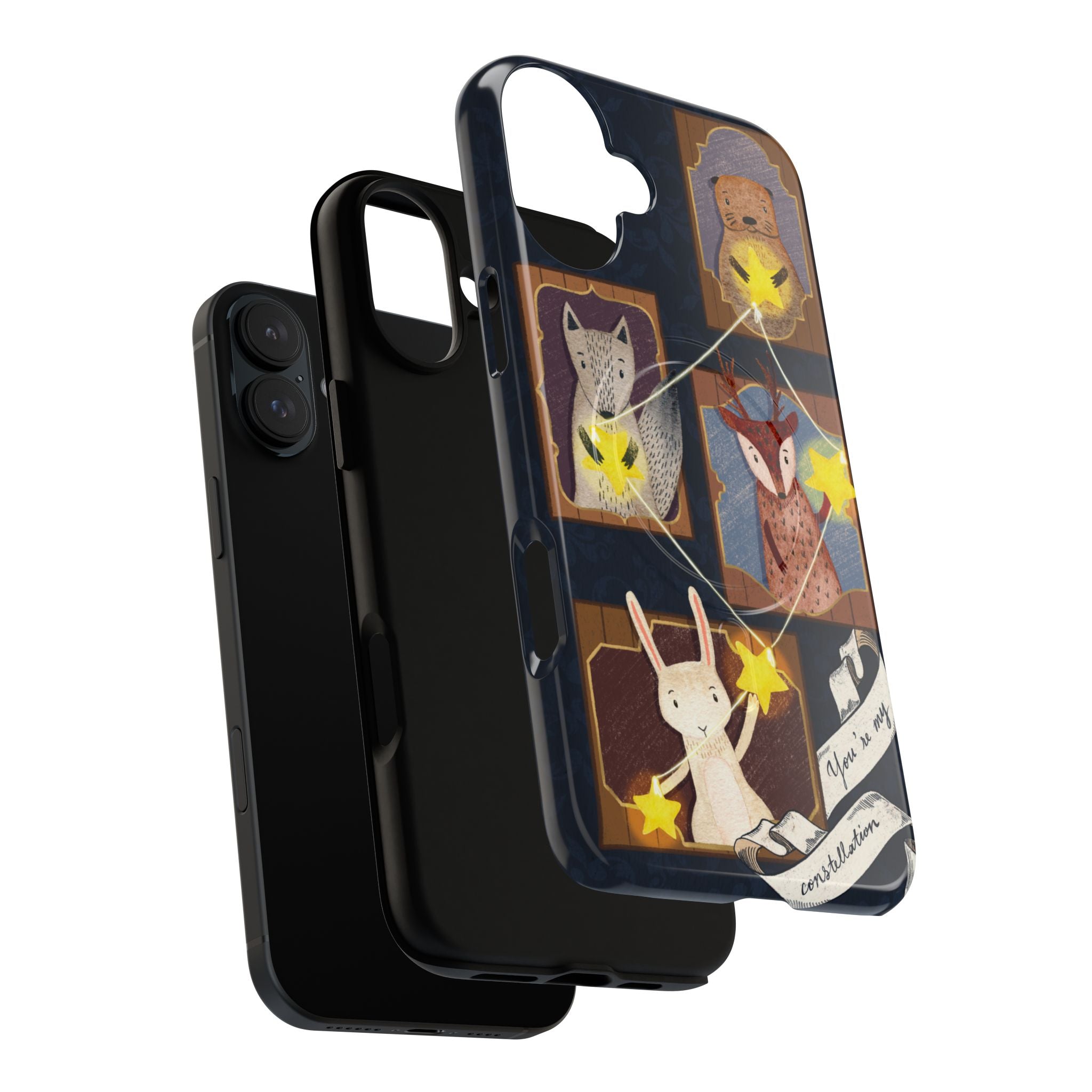 Celestial Animal Stars iPhone Case, Tough Magnetic Cover, Nature Theme, Unique Cute Animal Gifts, iPhone 14 15 16 pro max