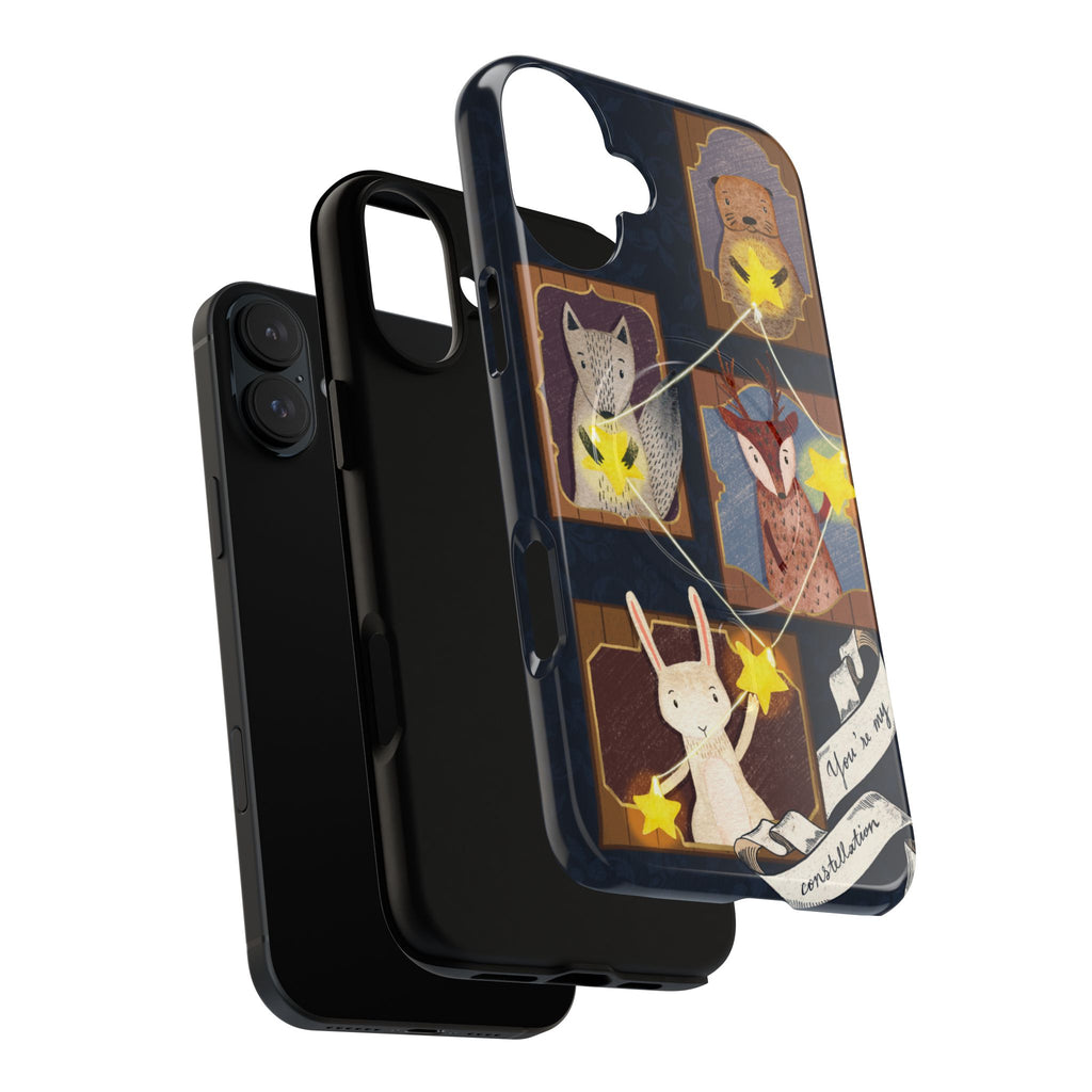 Celestial Animal Stars iPhone Case, Tough Magnetic Cover, Nature Theme, Unique Cute Animal Gifts, iPhone 14 15 16 pro max