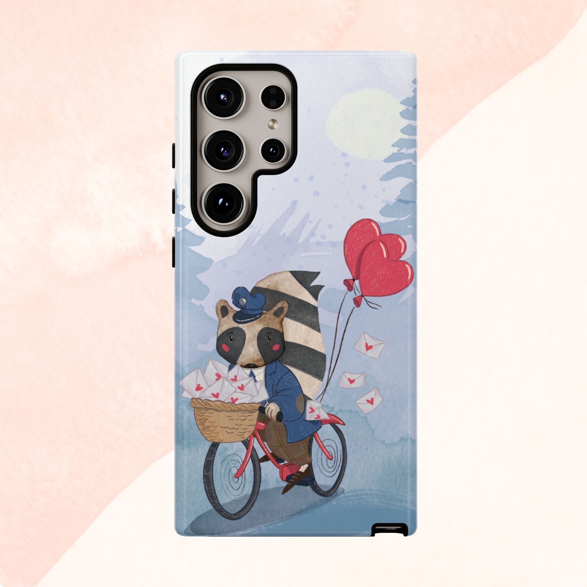 Cute Raccoon Phone Case, Tough Case for Animal Lovers, Valentine's Day Gift, Whimsical Phone Accessory, Gifts for Kids