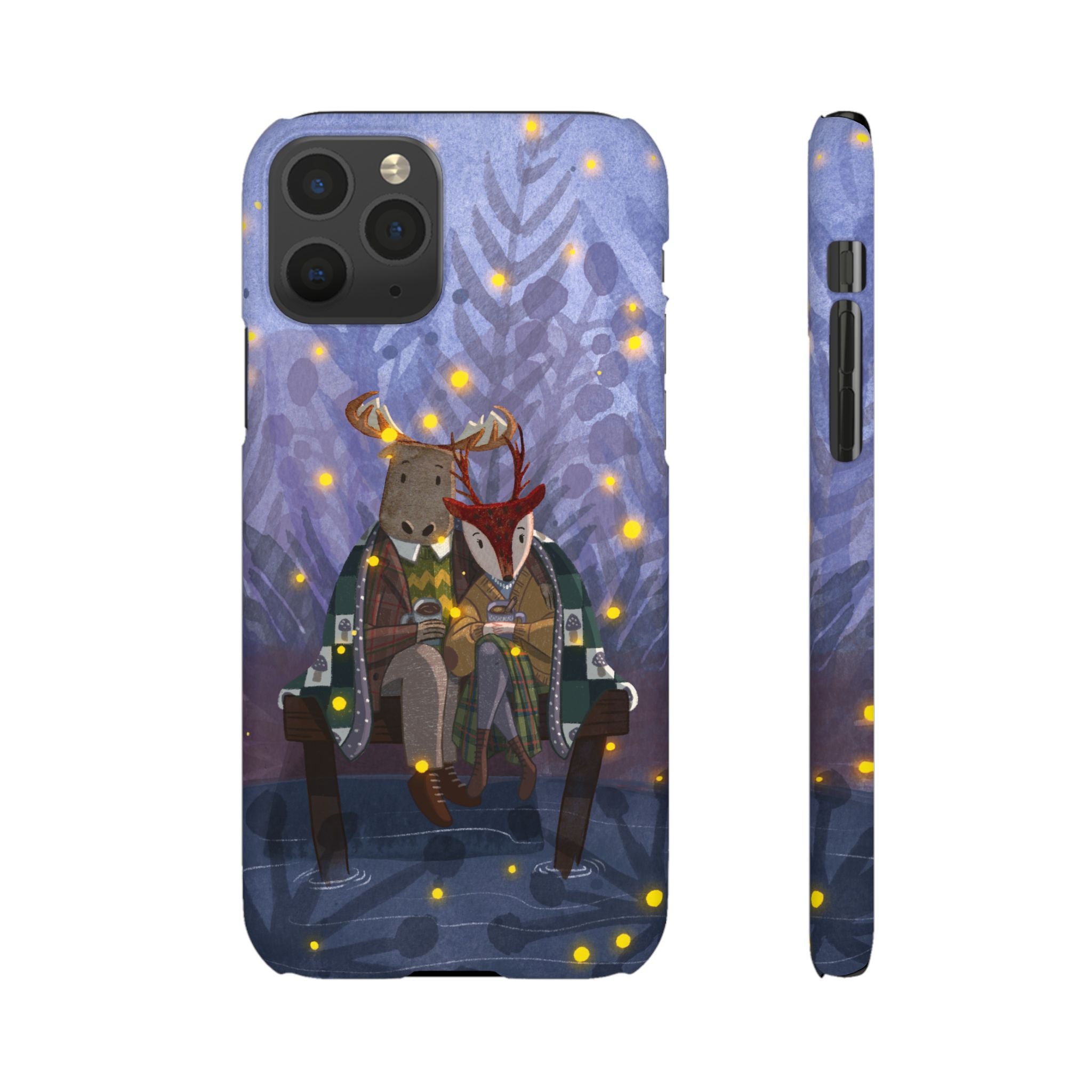 Whimsical Animal Lovers Snap Cases - Cozy Phone Protection, Gift for Nature Lovers, Holiday Decor, Cute Character Design, Animal Couple