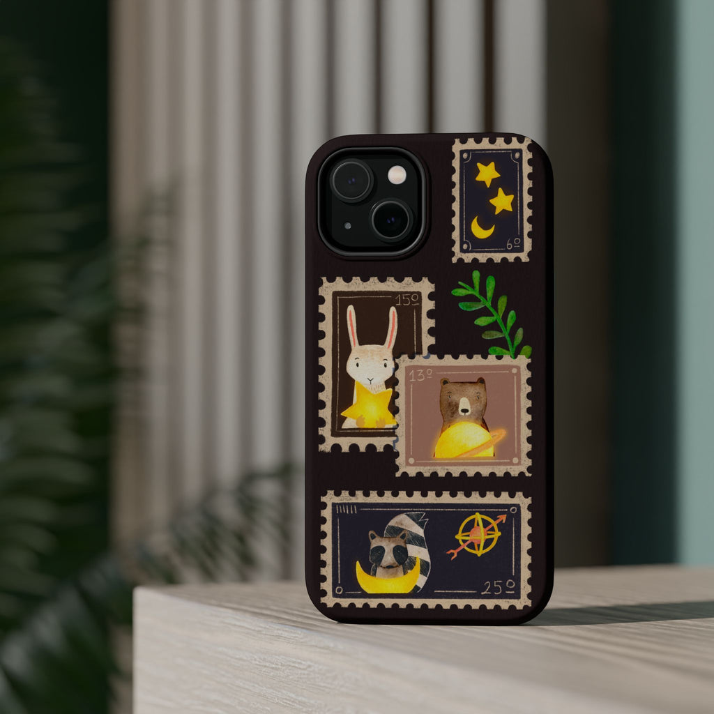 Cute Animal Stamp Phone Case, Quirky Gift for Animal Lovers, Personalized Case for Holidays, Unique Phone Accessory