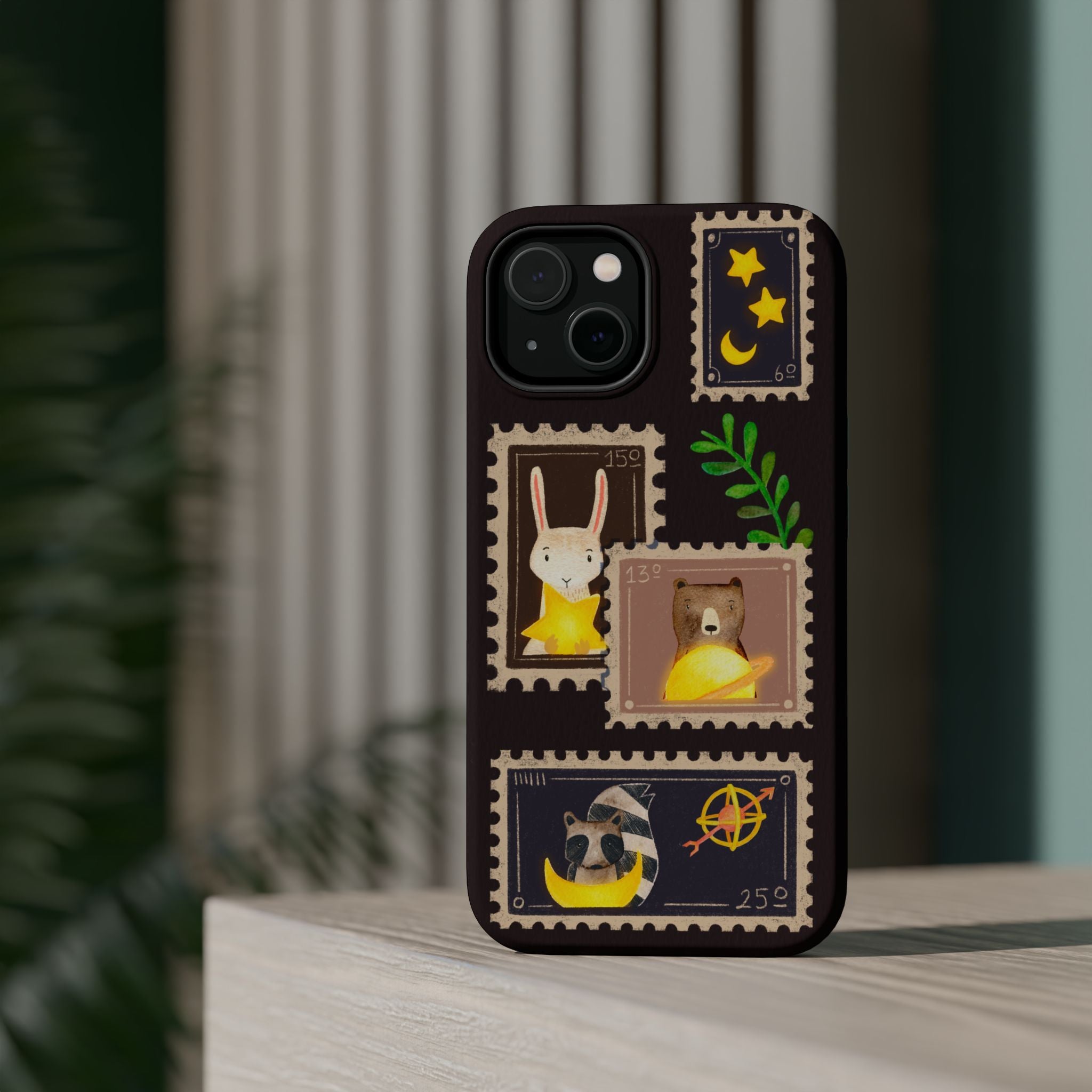 Cute Animal Stamp Phone Case, Quirky Gift for Animal Lovers, Personalized Case for Holidays, Unique Phone Accessory