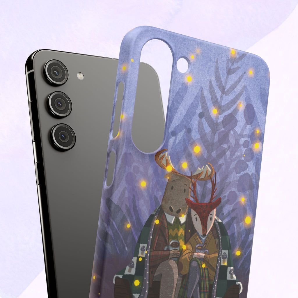 Whimsical Animal Lovers Snap Cases - Cozy Phone Protection, Gift for Nature Lovers, Holiday Decor, Cute Character Design, Animal Couple