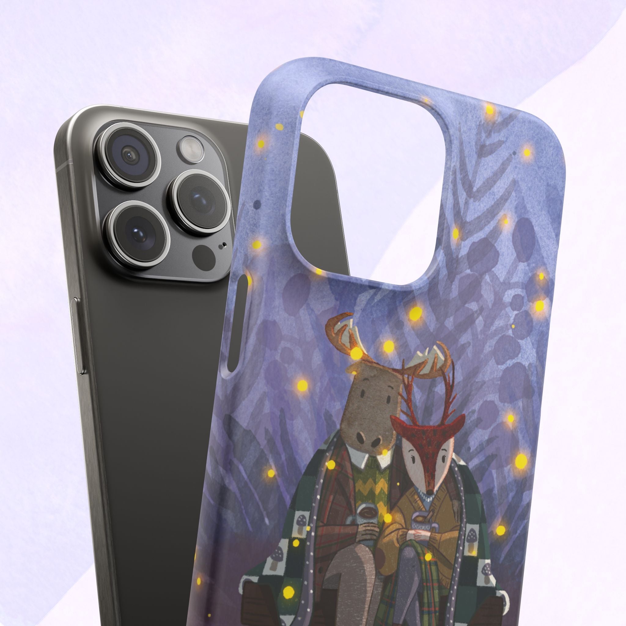 Whimsical Animal Lovers Snap Cases - Cozy Phone Protection, Gift for Nature Lovers, Holiday Decor, Cute Character Design, Animal Couple