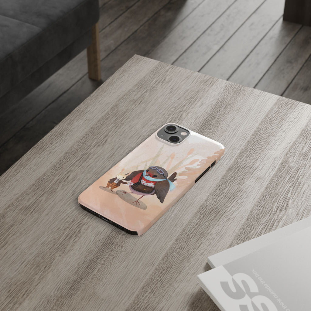 Whimsical Animal Slim Phone Cases - Cute Bird and Rabbit Design, Perfect for Animal Lovers, Gifts for Kids and Teens, Ideal for Birthdays,