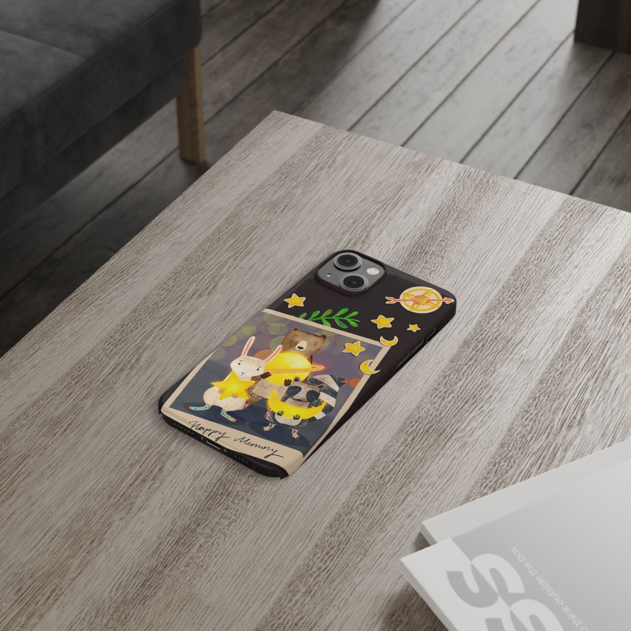 Happy Memory Animal Slim Case, Starry Night Friends iPhone Cover, Kawaii Photo Design, iPhone 8 9 X XR 12 13 14 15 16
