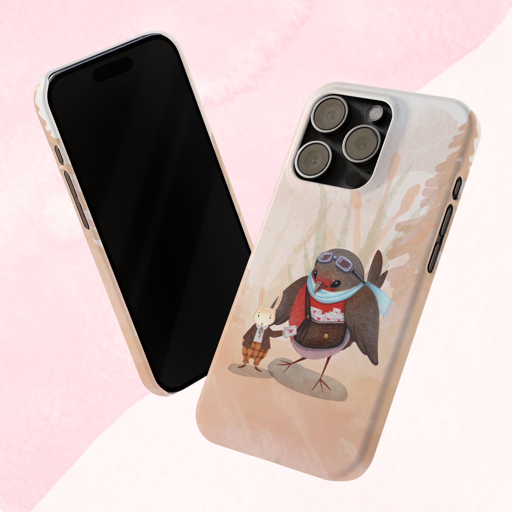 Whimsical Animal Slim Phone Cases - Cute Bird and Rabbit Design, Perfect for Animal Lovers, Gifts for Kids and Teens, Ideal for Birthdays,