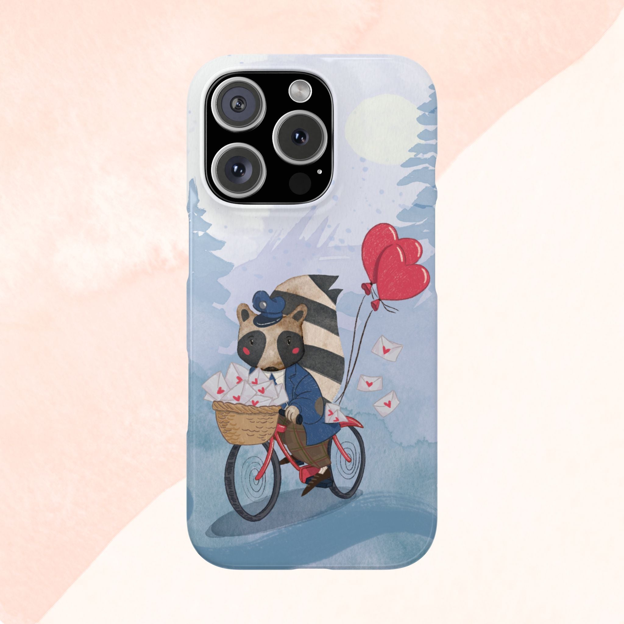 Whimsical Animal Snap Case with Love Balloons, Cute Phone Case, Valentine's Day Gift, Animal Lover Accessory, Creative Phone Cover