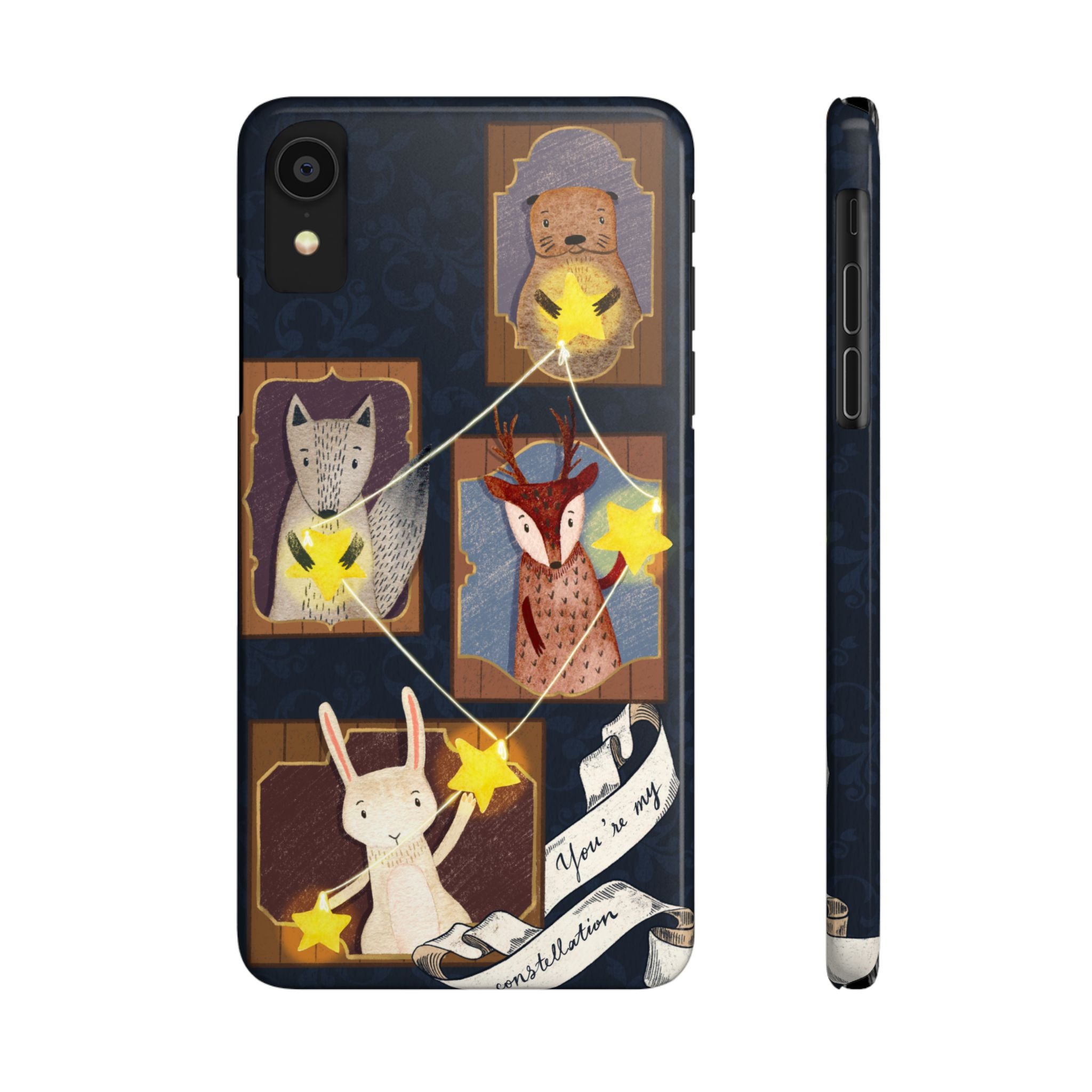 Constellation Friends Slim Case, Woodland Portrait iPhone Cover, Star Collector Design, Cute Kawaii Gift, Phone 8 9 X XR 11 12 13 14 15 16